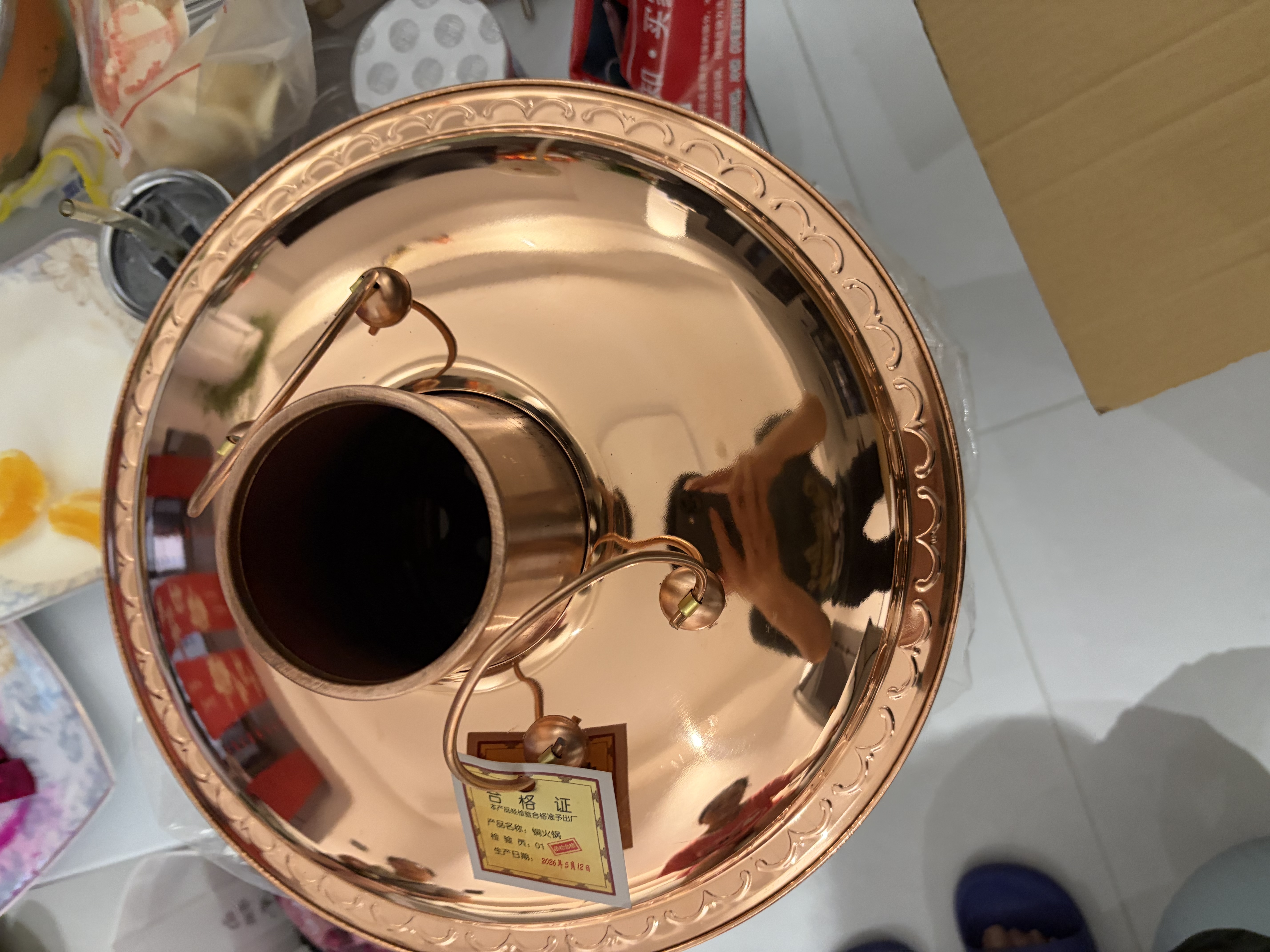 炊老爷 铜火锅碳电两用纯紫铜老式插电木炭铜锅火锅鸳鸯铜锅具涮肉暖锅 32CM遥控单味锅【4-6人】 实拍图