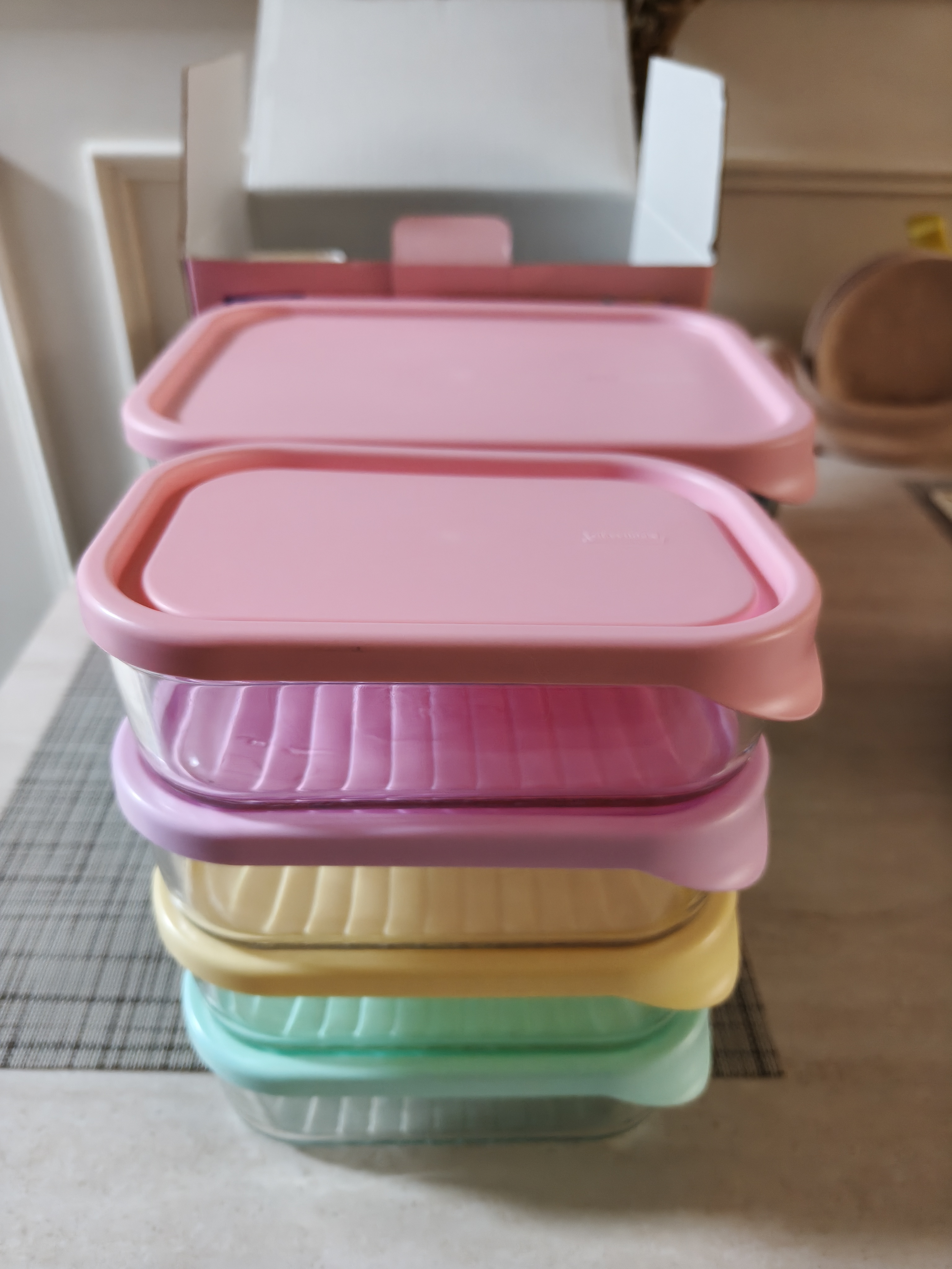 GLASSLOCK进口玻璃保鲜盒冰箱食物饺子盒收纳盒冷冻储物盒1050ml*4件套 实拍图