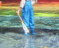 神鲨天蓝色儿童下水裤连体裤赶海衣服防水裤涉水服雨裤玩水玩沙赶海服 实拍图