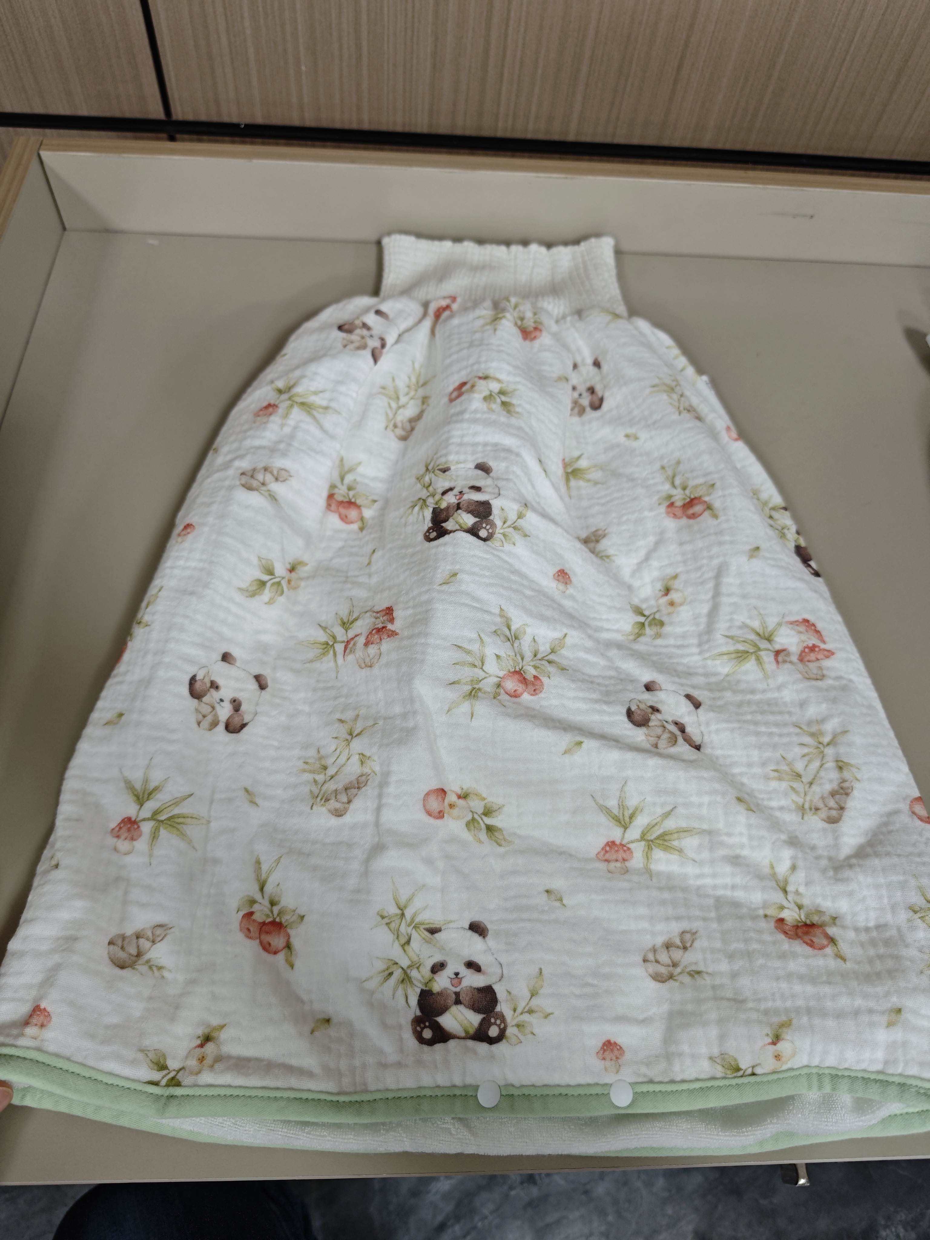安可新婴儿隔尿裙尿布裤隔水纯棉可水洗宝宝尿垫纱布尿裤M码竹林憨憨熊 实拍图