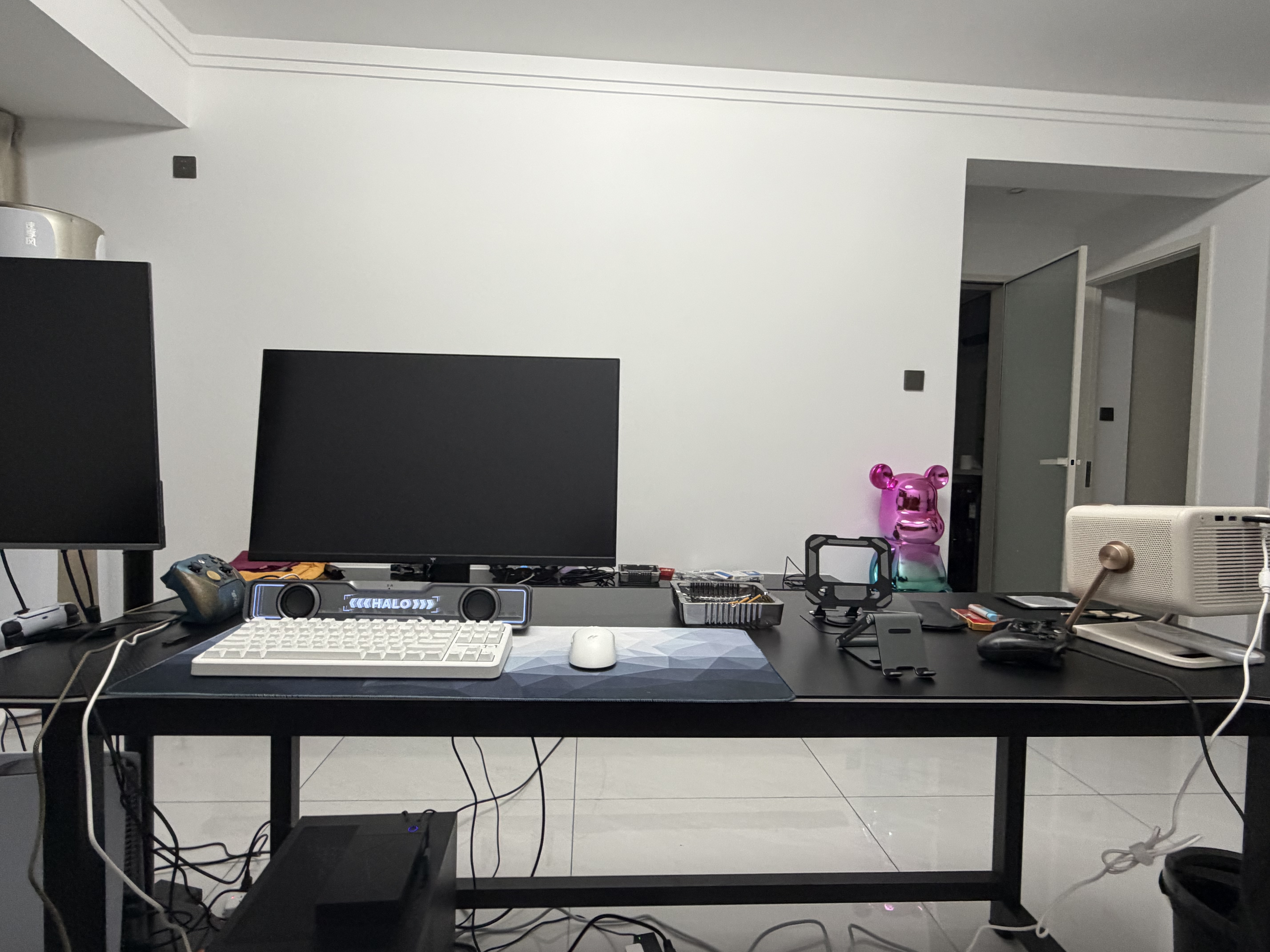 甄严选电脑桌台式家用电竞游戏桌双人办公台书桌简约书房学习桌写字桌子 加厚碳纤纹理-180CM【大双人桌】 实拍图