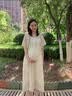 革曼孕妇装夏装宽松大码上衣遮肚子夏季裙子泡泡袖孕妇连衣裙夏天裙子 米白色 L(建议110-130斤) 实拍图