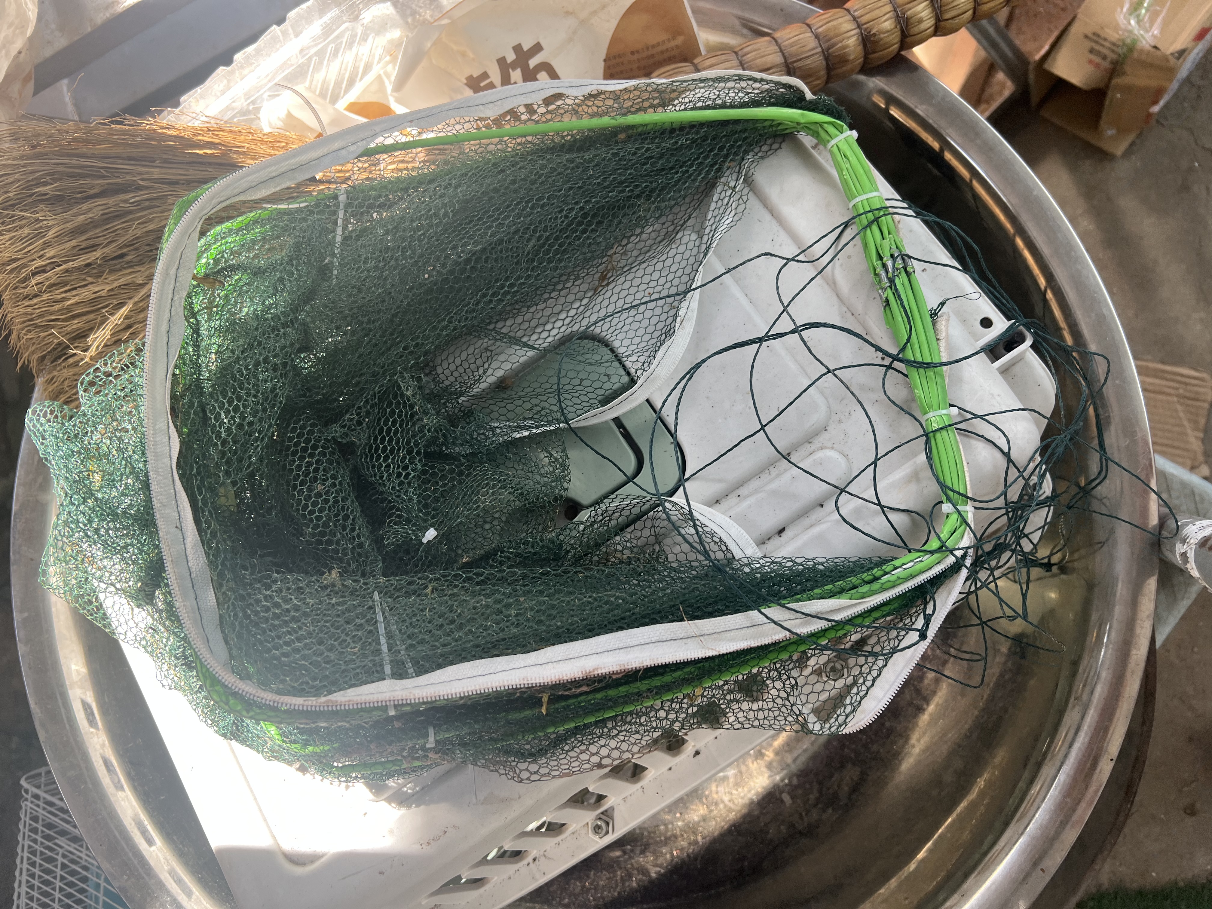 花沃里渔网鱼虾网笼地网 龙虾网鱼网铲耙锄地龙渔网笼赶海工具抓鱼笼8孔 实拍图