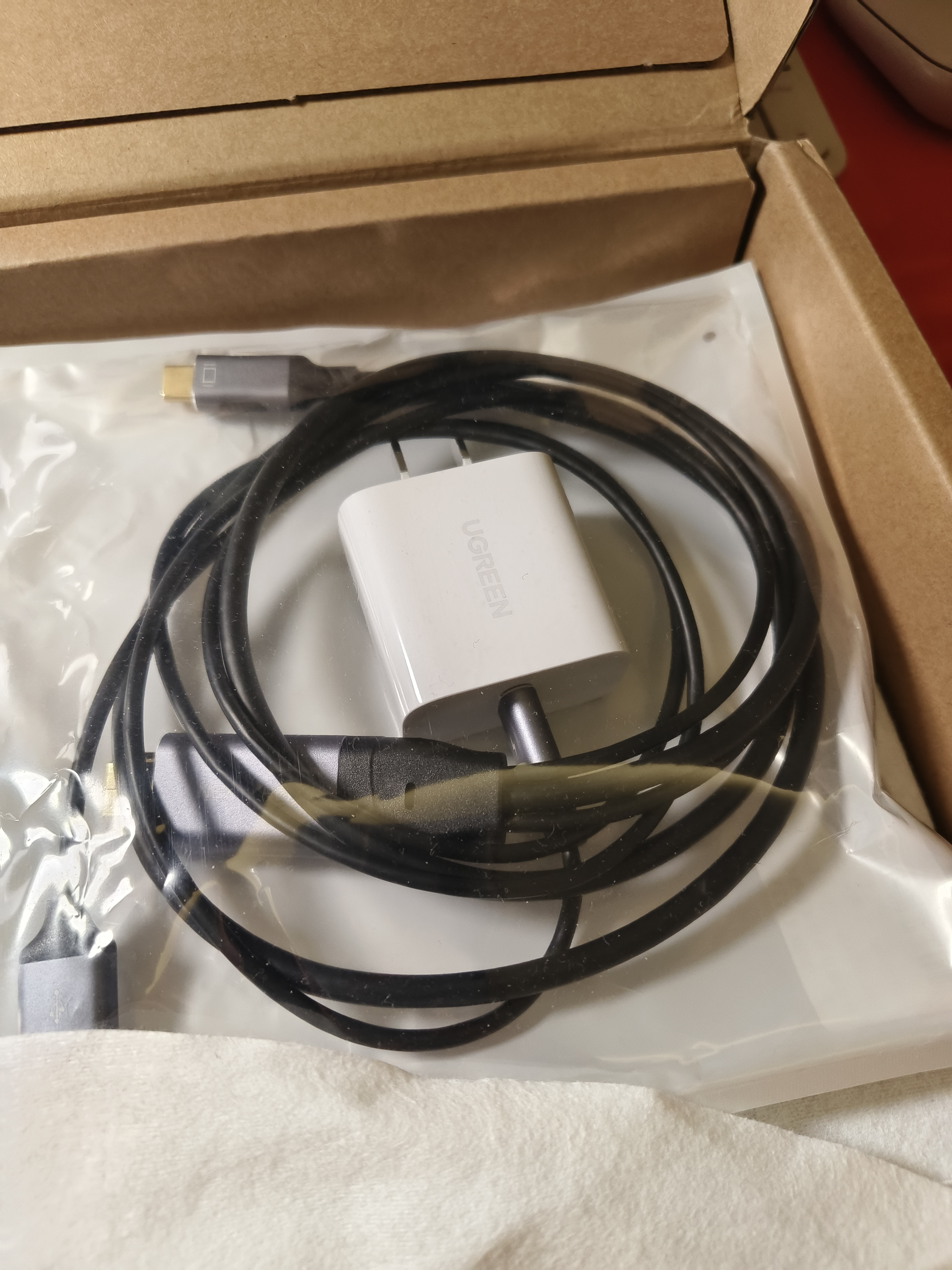 nexhypehdmi转typec一线通hdmi转type c带供电接显示器hdmi线转type-c ar眼镜带充电线hdmi转type-c投屏线 hdmi转typec触摸直1米（VR,无电池便携屏 实拍图