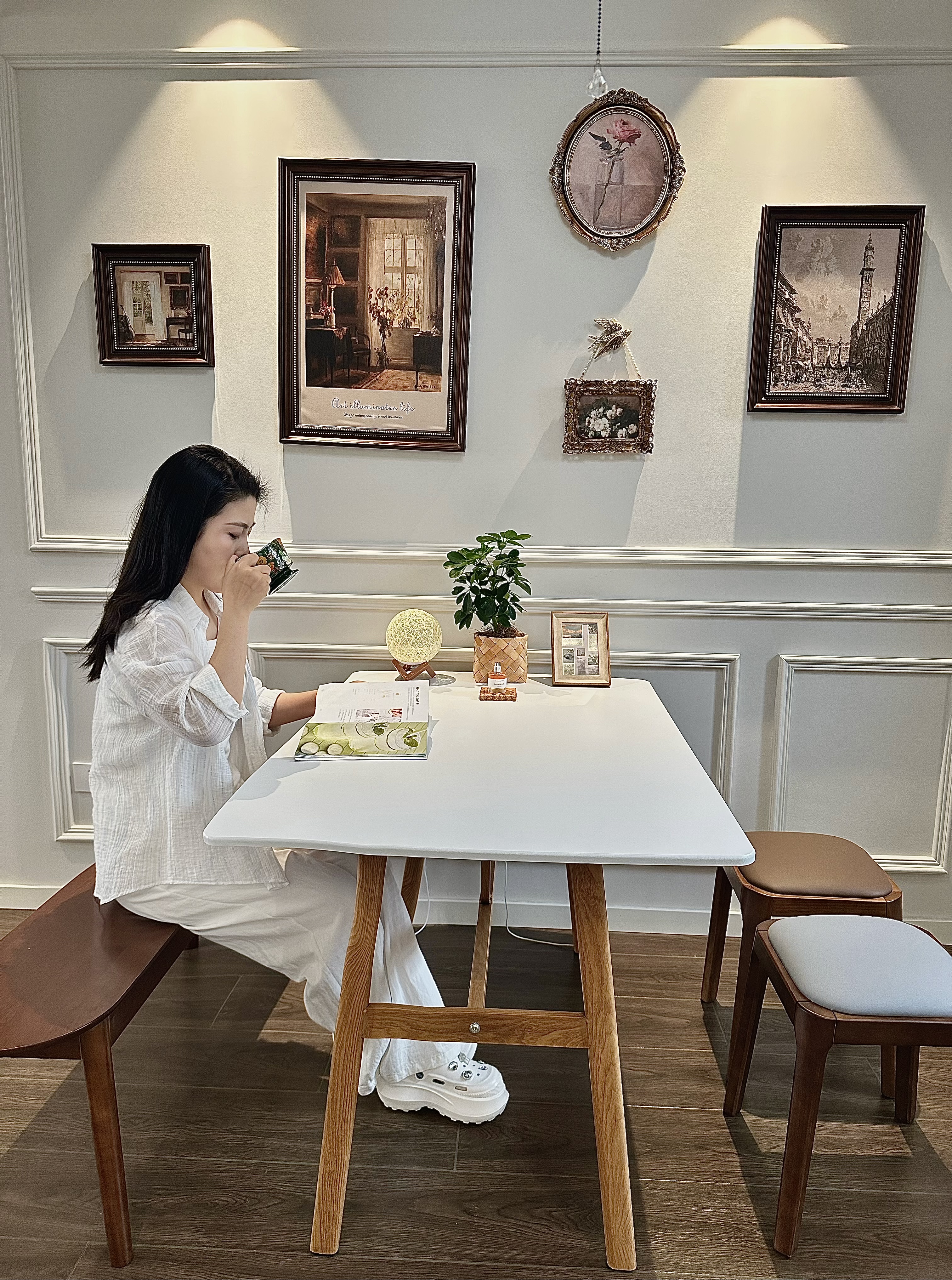 小匠材餐桌家用饭桌小户型餐桌现代简约长方形吃饭桌子出租屋暖白120*80 实拍图