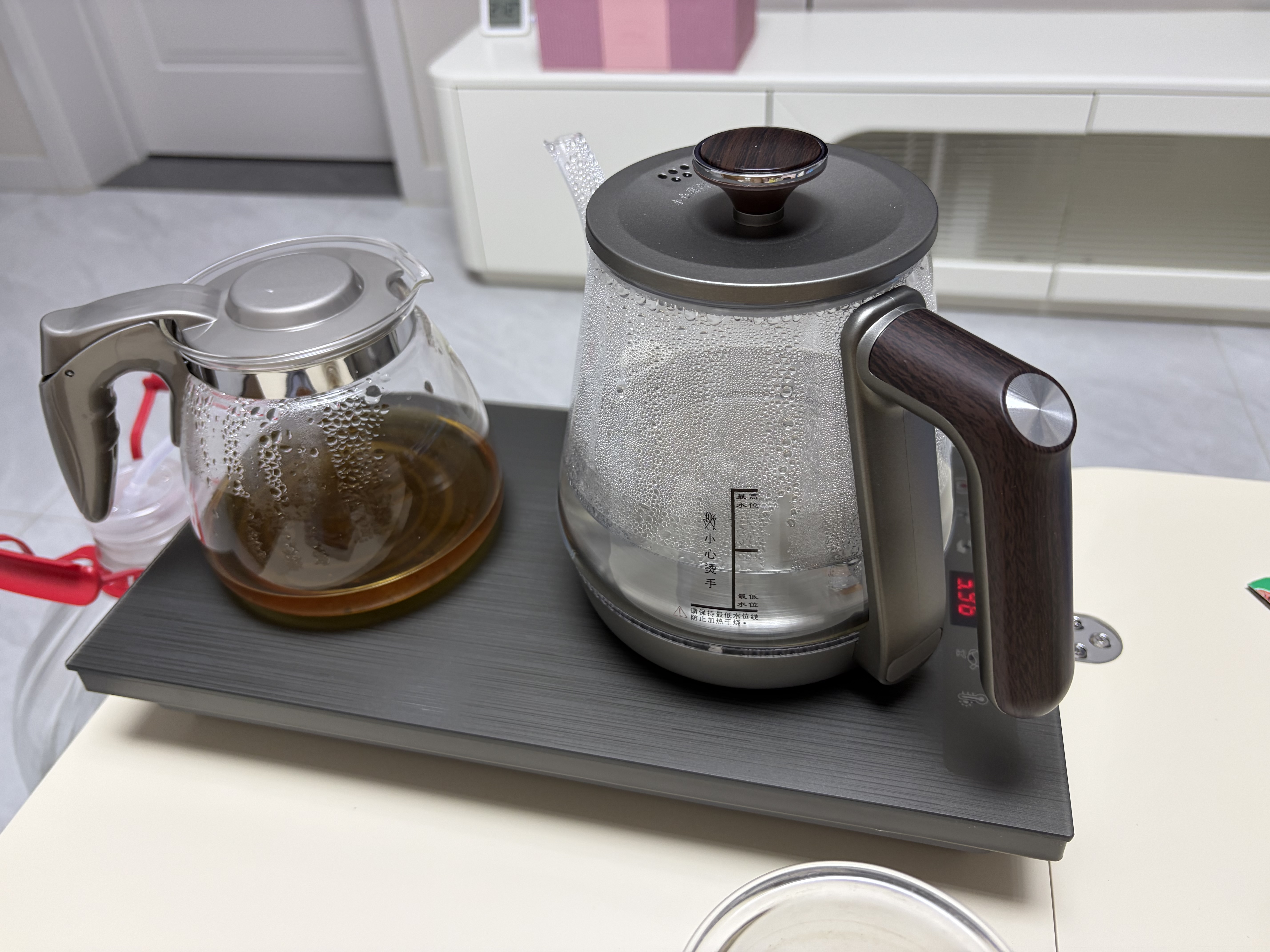 友家铺子（Biooner）全自动上水电热水壶 茶台烧水壶家用办公一体机茶桌茶几嵌入式茶具电茶炉套装 1L 钛灰色单上水-保温款（37*20cm） 实拍图