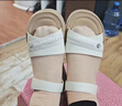 意尔康凉鞋女真皮软底魔术贴舒适坡跟中老年妈妈凉鞋 18061W 杏色 39 实拍图