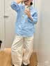 优衣库法国麻衬衫/长袖女装衬衣26春夏新款483868 61 水蓝色 L 实拍图
