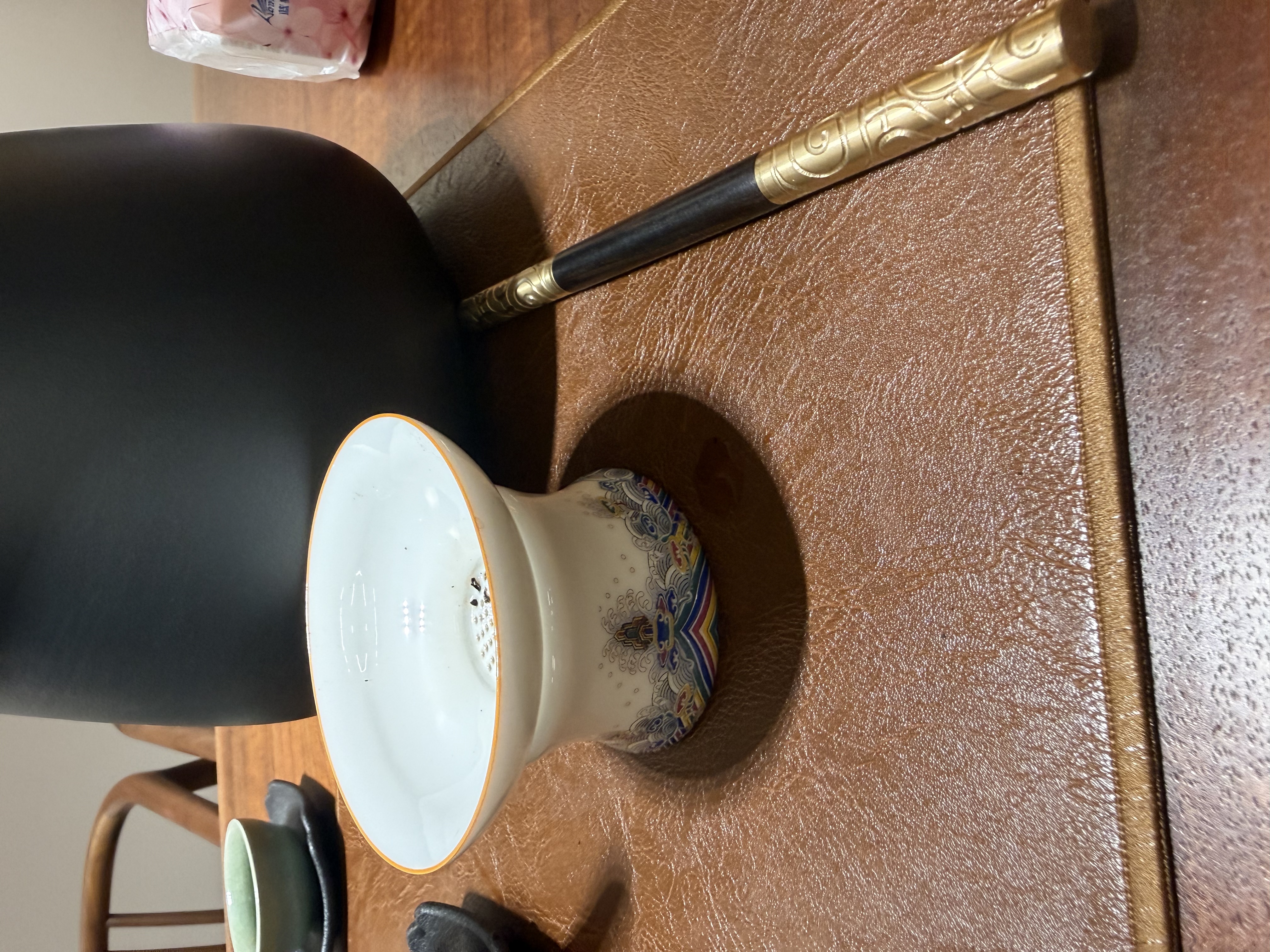 容山堂珐琅彩泡茶杯陶瓷主人杯单杯茶盏公道杯盖碗茶洗壶承茶壶功夫茶具 珐琅彩海浪纹茶漏及托架 1个 实拍图