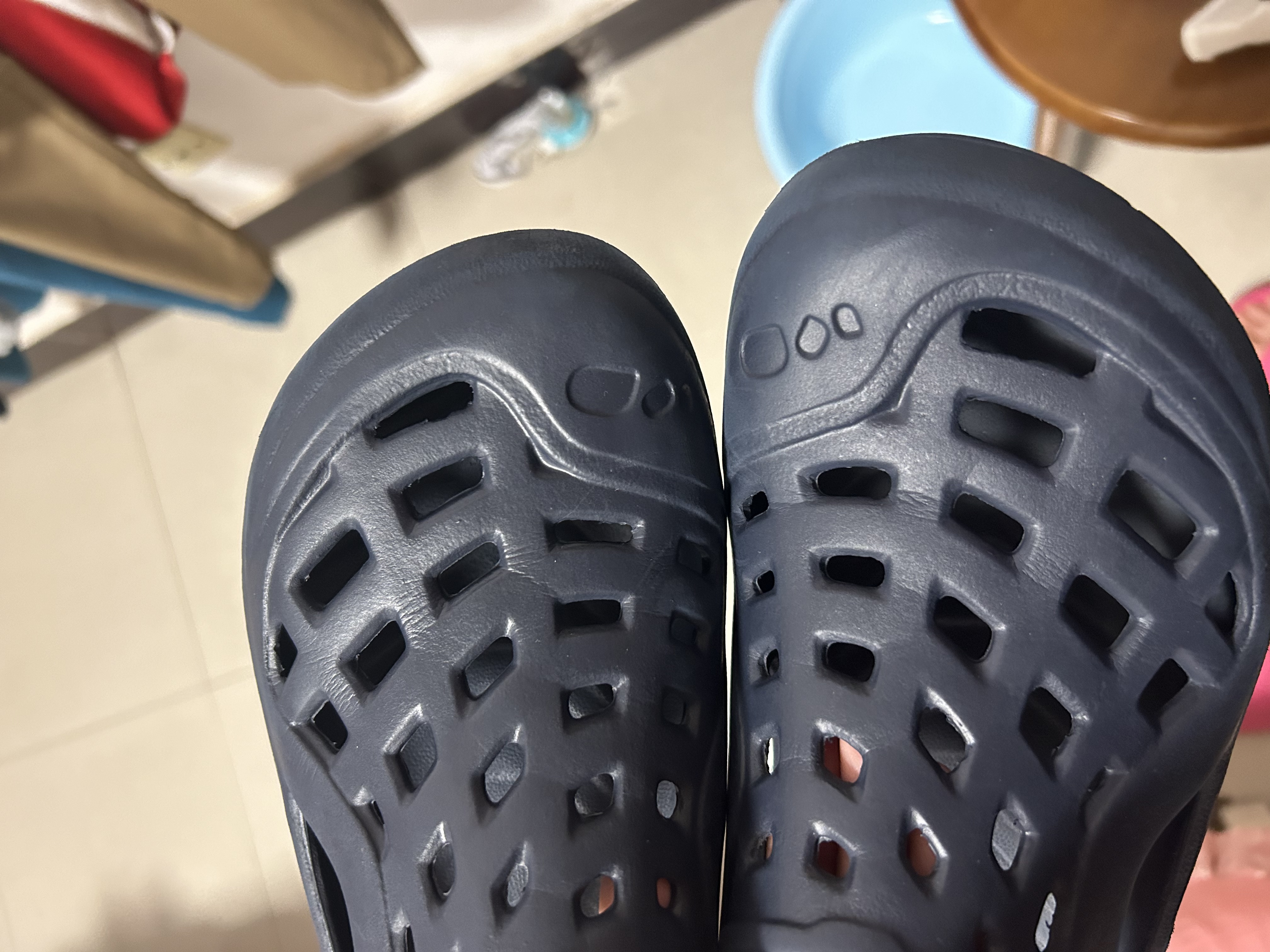 迪卡侬（DECATHLON）游泳男士凉鞋沙滩拖鞋洞洞鞋外穿NABD2028000深蓝色网格款42码 实拍图