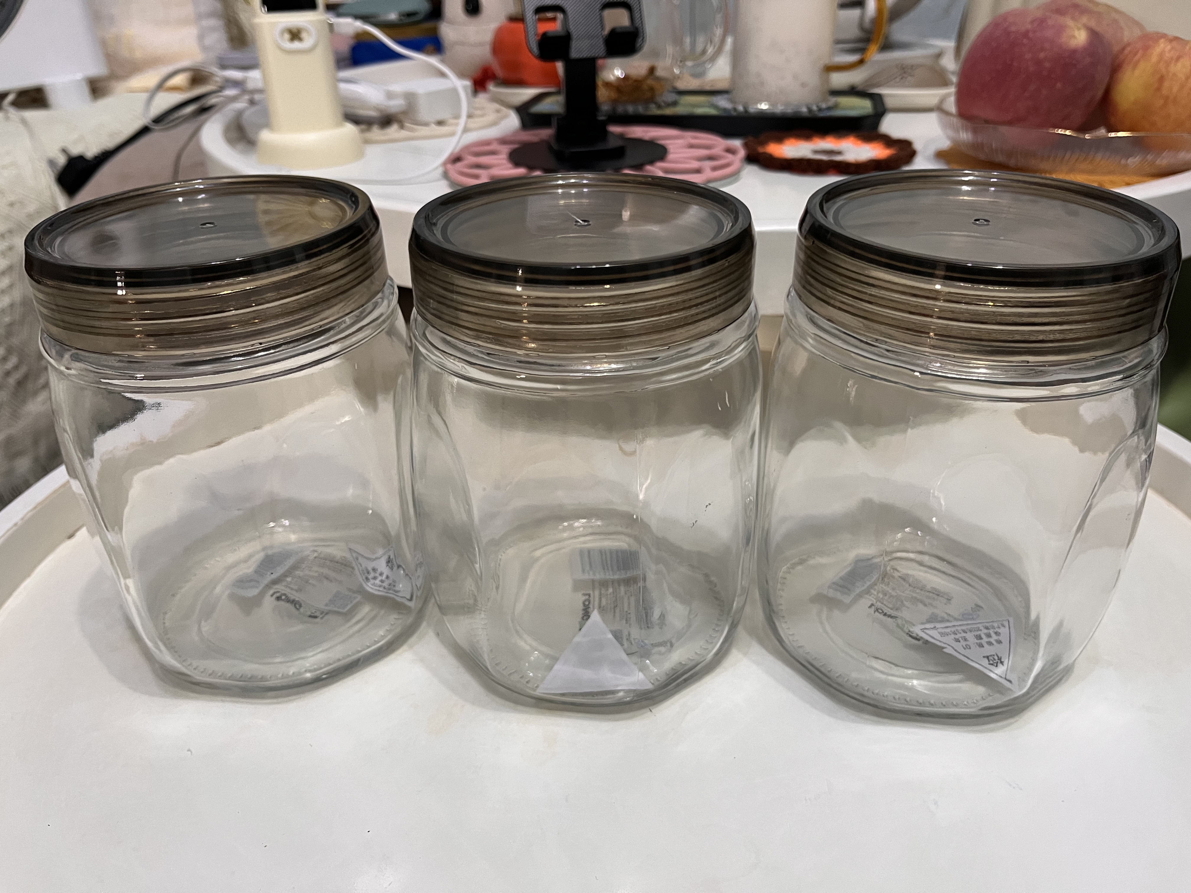 龙士达食品级玻璃密封罐茶叶咖啡豆储存罐泡菜陈皮白糖杂粮储物瓶子1L*3 实拍图