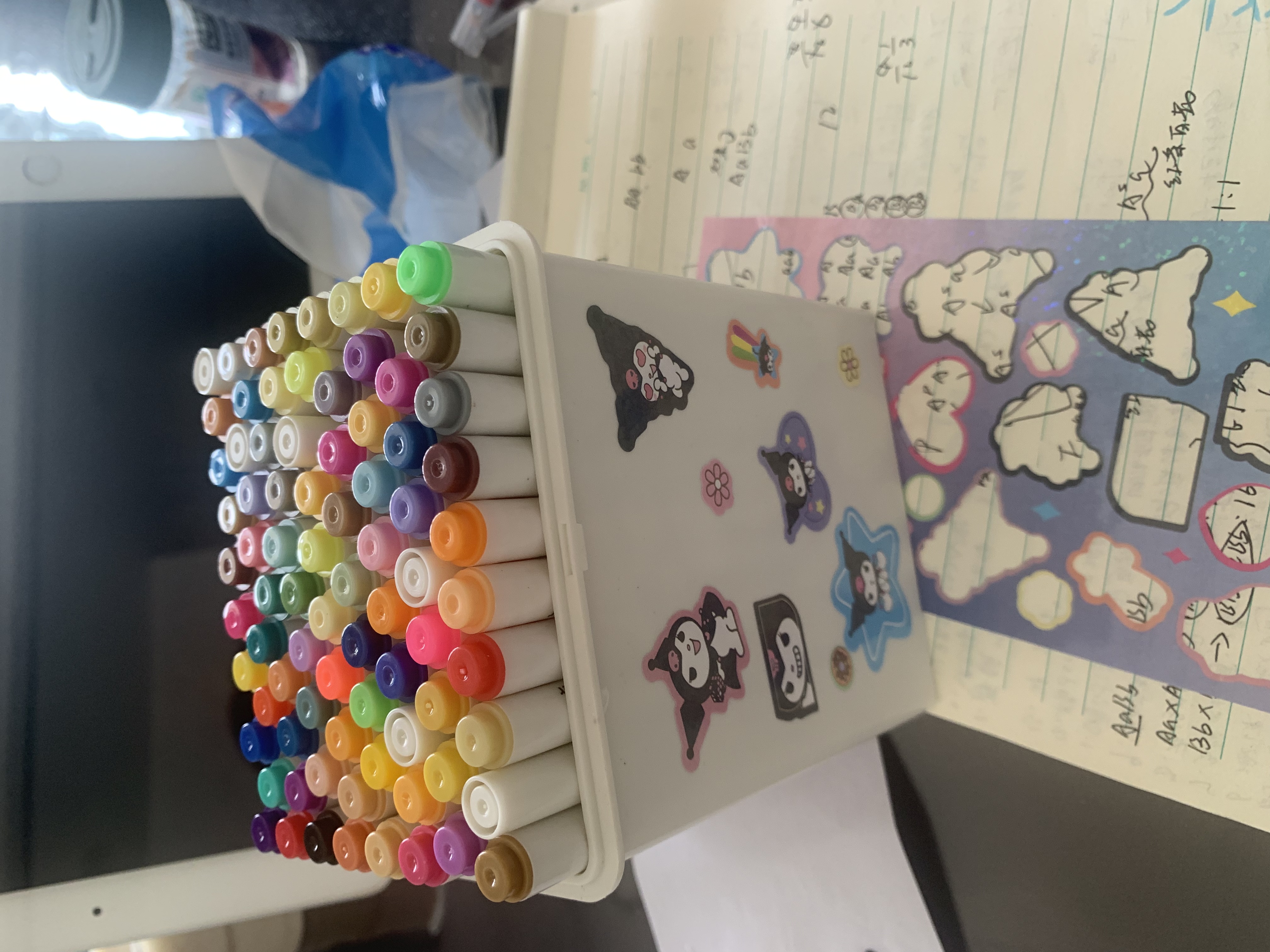 舒星丙烯马克笔80色小学生库洛米美术生专用防水画笔水彩笔幼儿园荧光笔儿童礼物生日男女孩彩色笔套装 实拍图