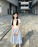 女童套装2026夏季新款学院风夏装中大童甜美短袖上衣半身裙两件套 套装【白色T恤+蓝色半身裙】 160 实拍图