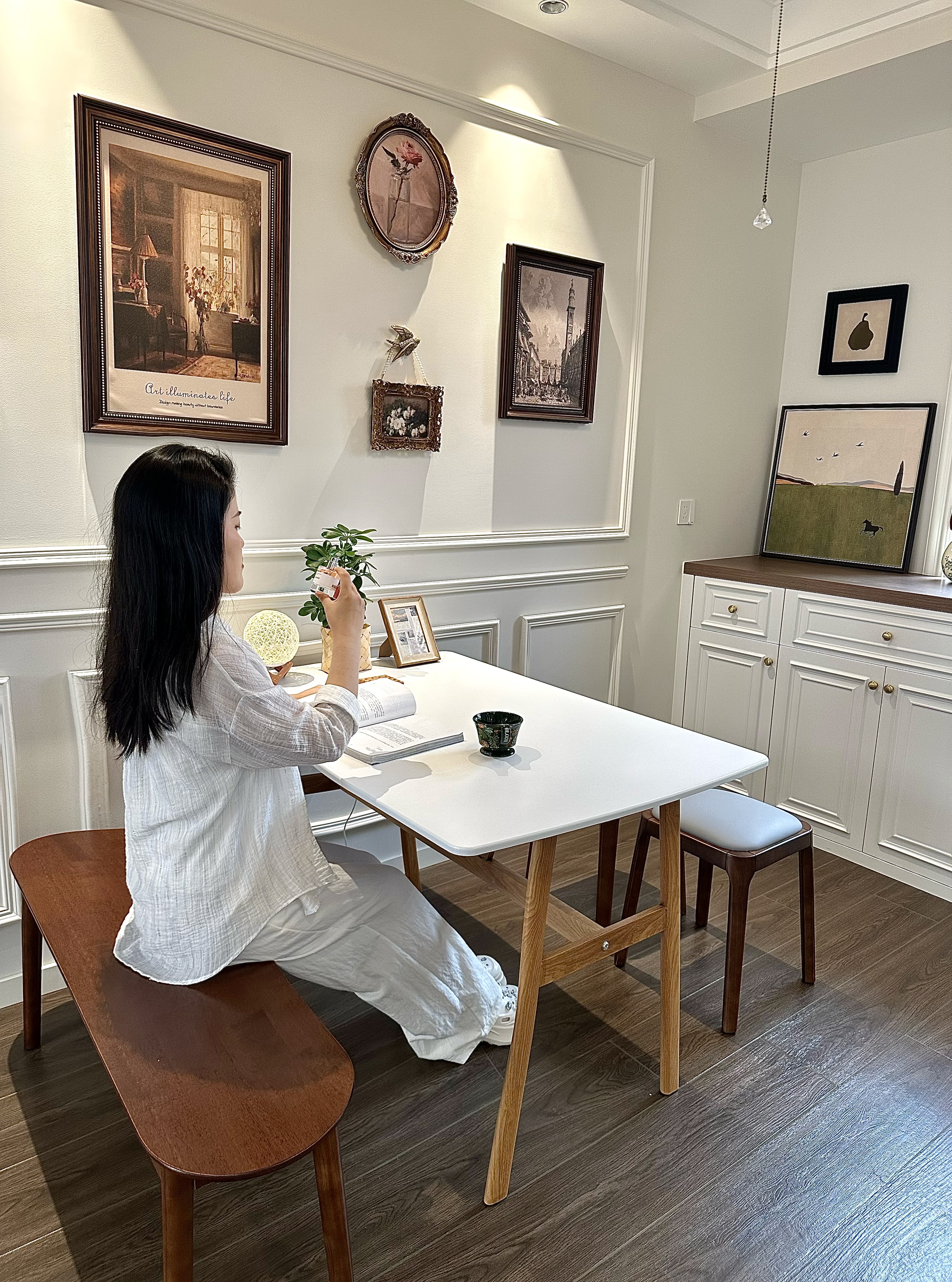 小匠材餐桌家用饭桌小户型餐桌现代简约长方形吃饭桌子出租屋暖白120*80 实拍图