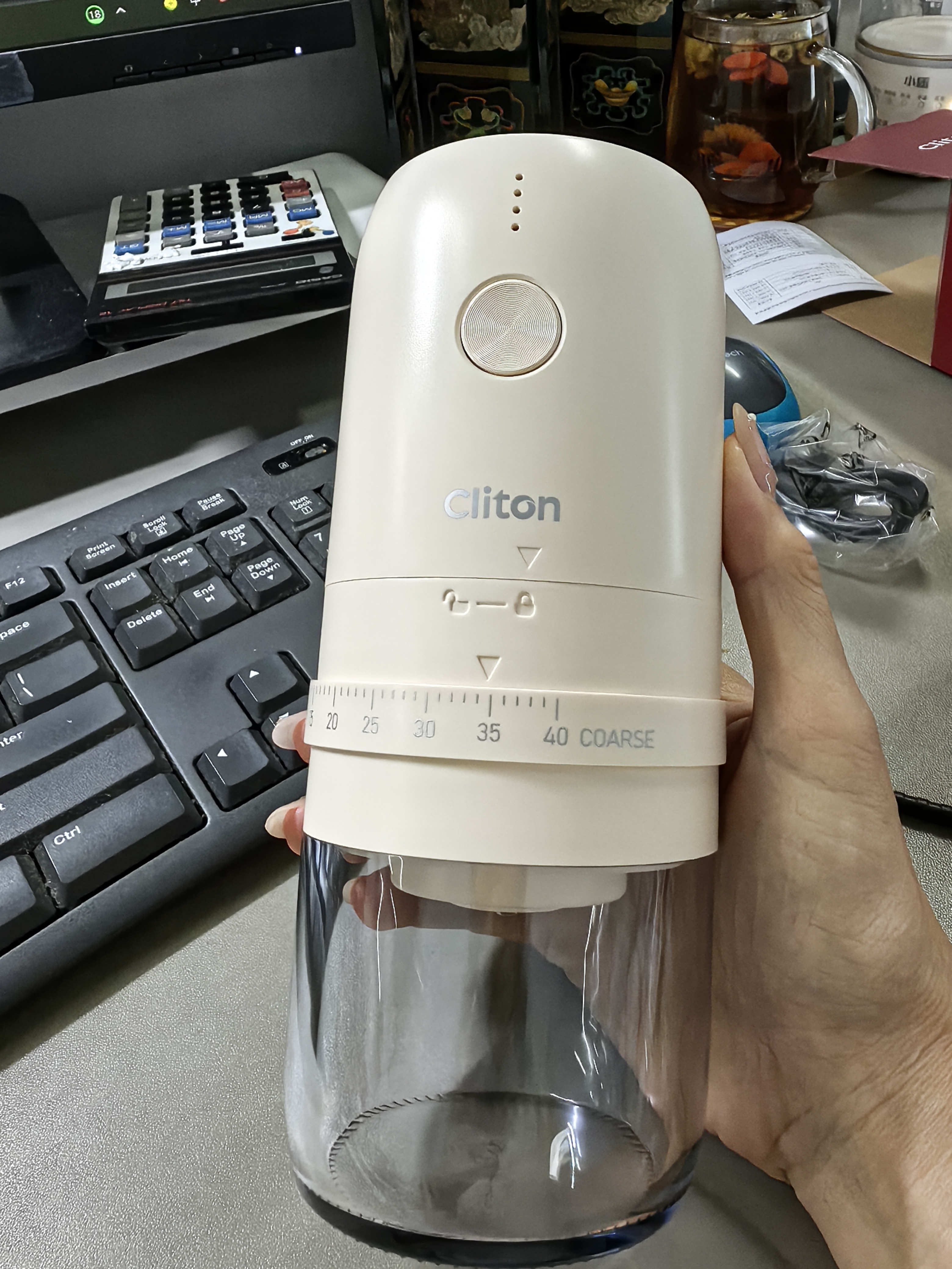 CLITON电动咖啡磨豆机 外调档咖啡豆研磨机便携手冲手磨咖啡机磨粉机 实拍图