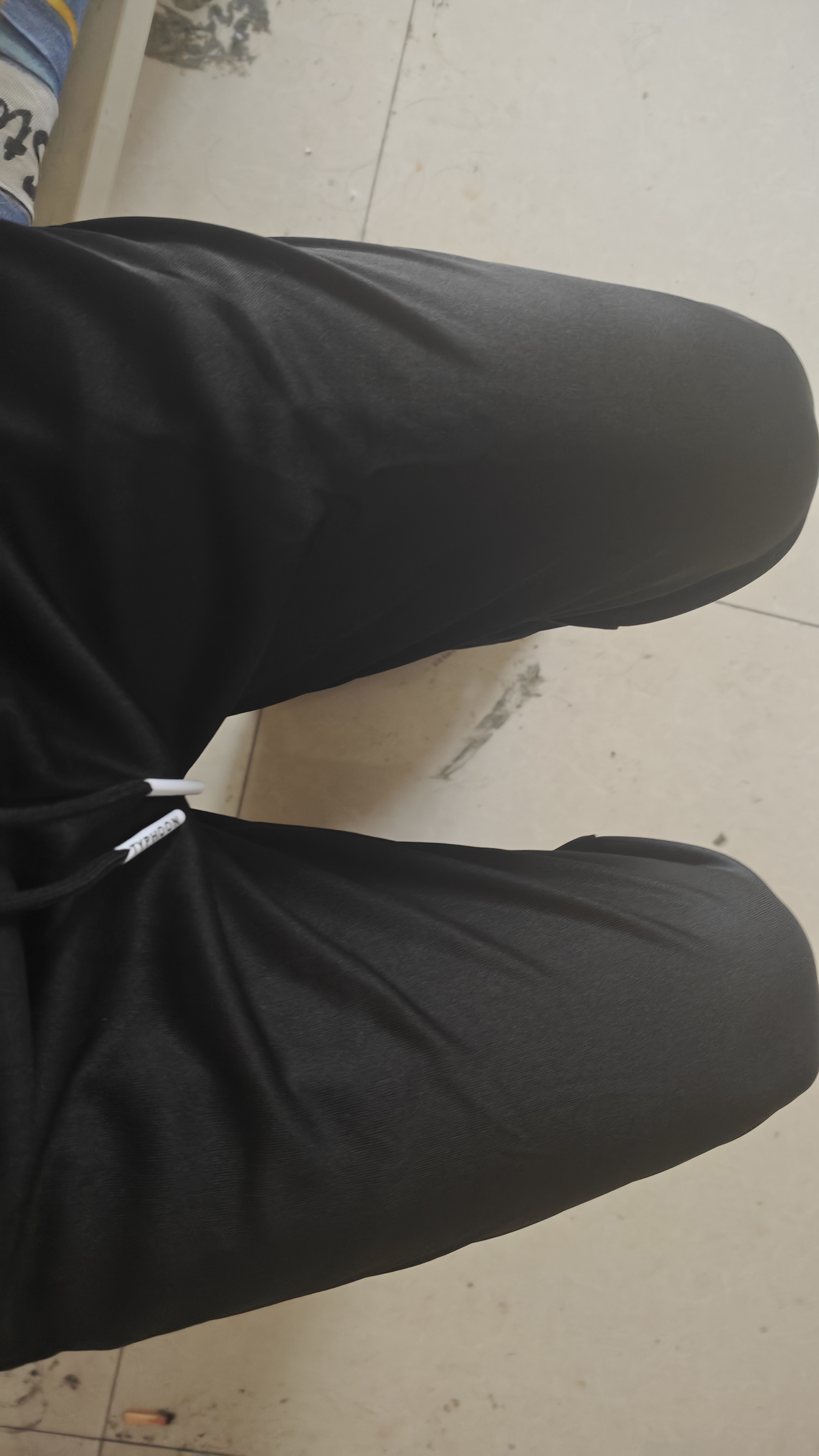 佐尚鸟休闲裤子男夏季冰丝薄款工作上班耐脏运动阔腿长裤直筒宽松男裤 黑色+黑色 L -建议100-110斤左右 实拍图
