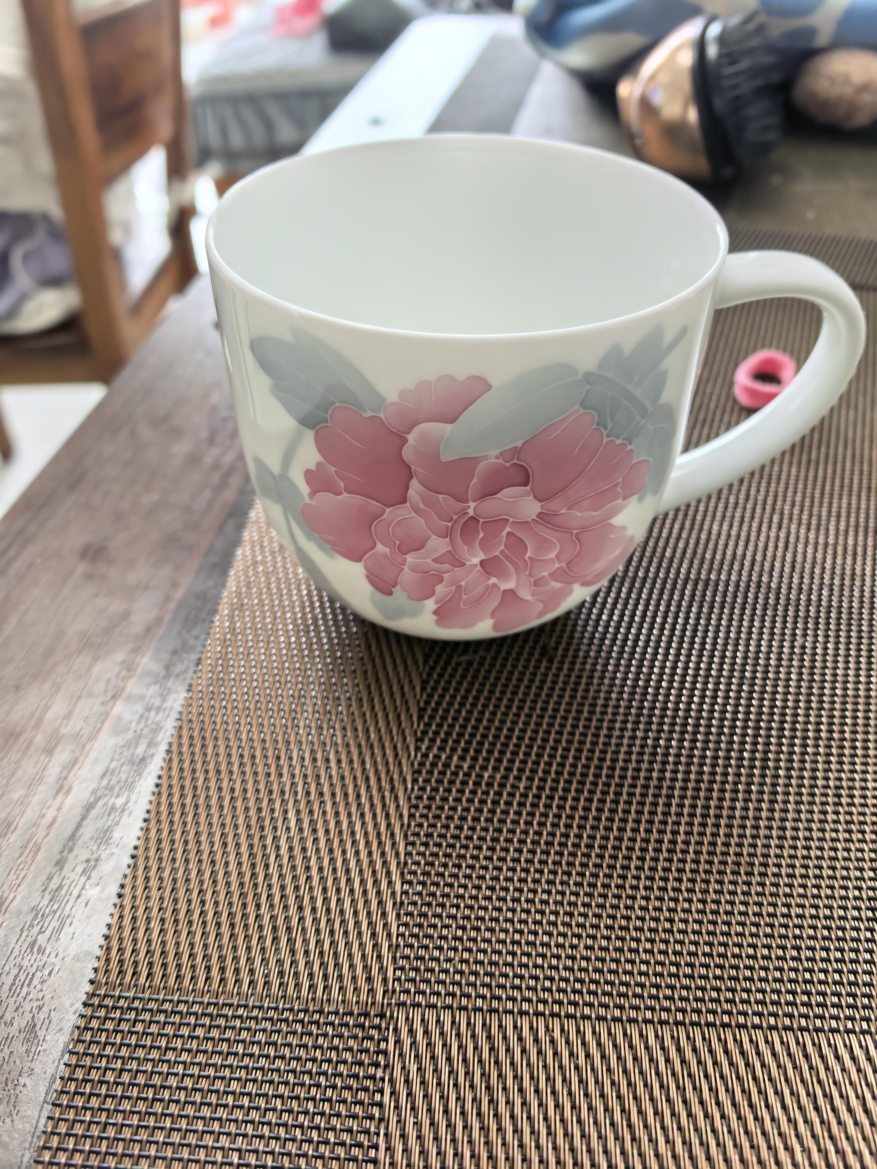 红官窑陶瓷泡茶杯带盖家用办公室定制茶杯套装实用送人礼物水杯整套白瓷 国色天香450ml1只 实拍图