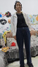 欧莎（OSA）高腰直筒牛仔裤女2025秋季新款宽松休闲阔腿裤显瘦长裤子百搭气质 牛仔蓝色-A条码 S 实拍图