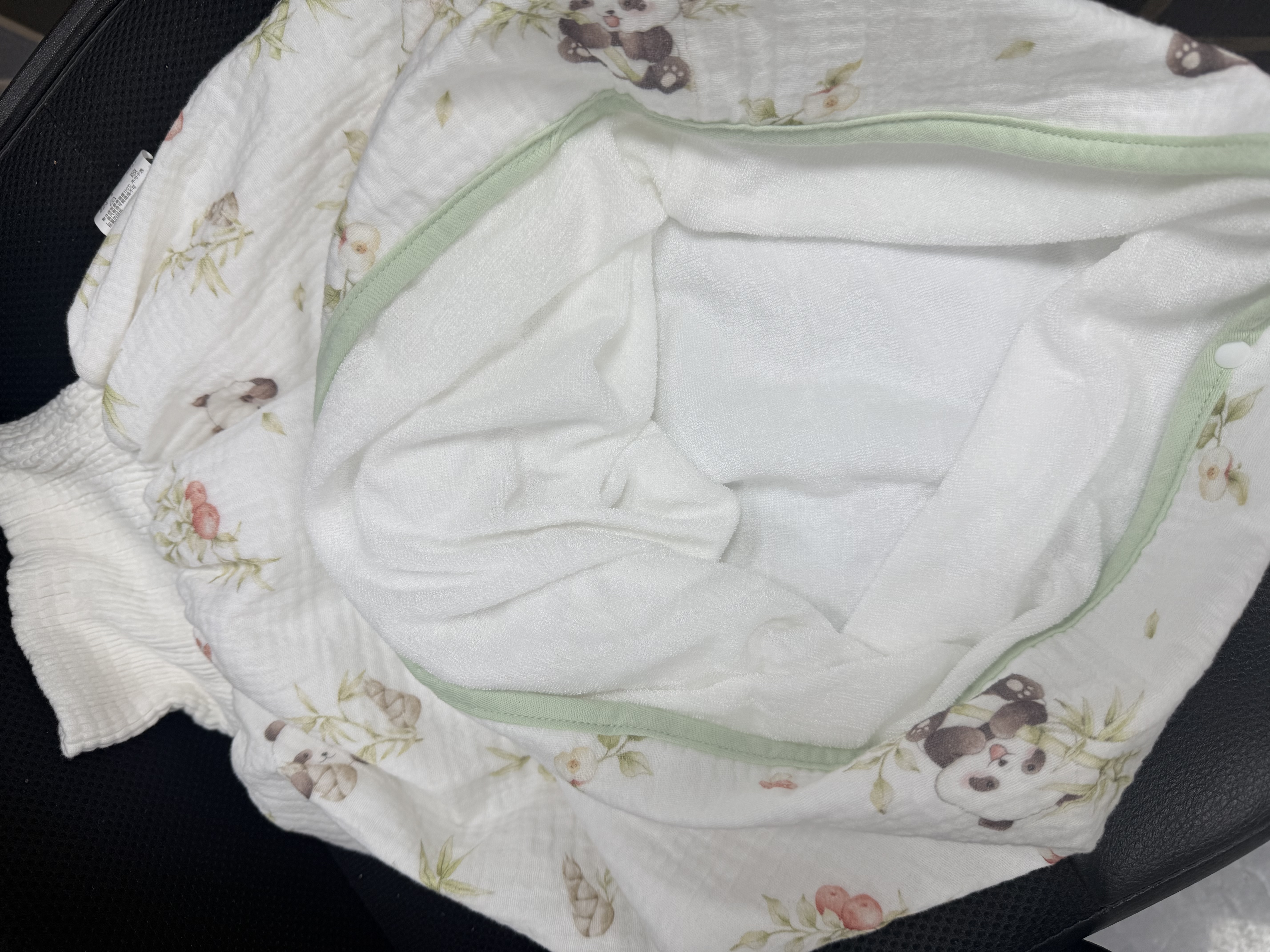 安可新婴儿隔尿裙尿布裤隔水纯棉可水洗宝宝尿垫纱布尿裤L码竹林憨憨熊 实拍图