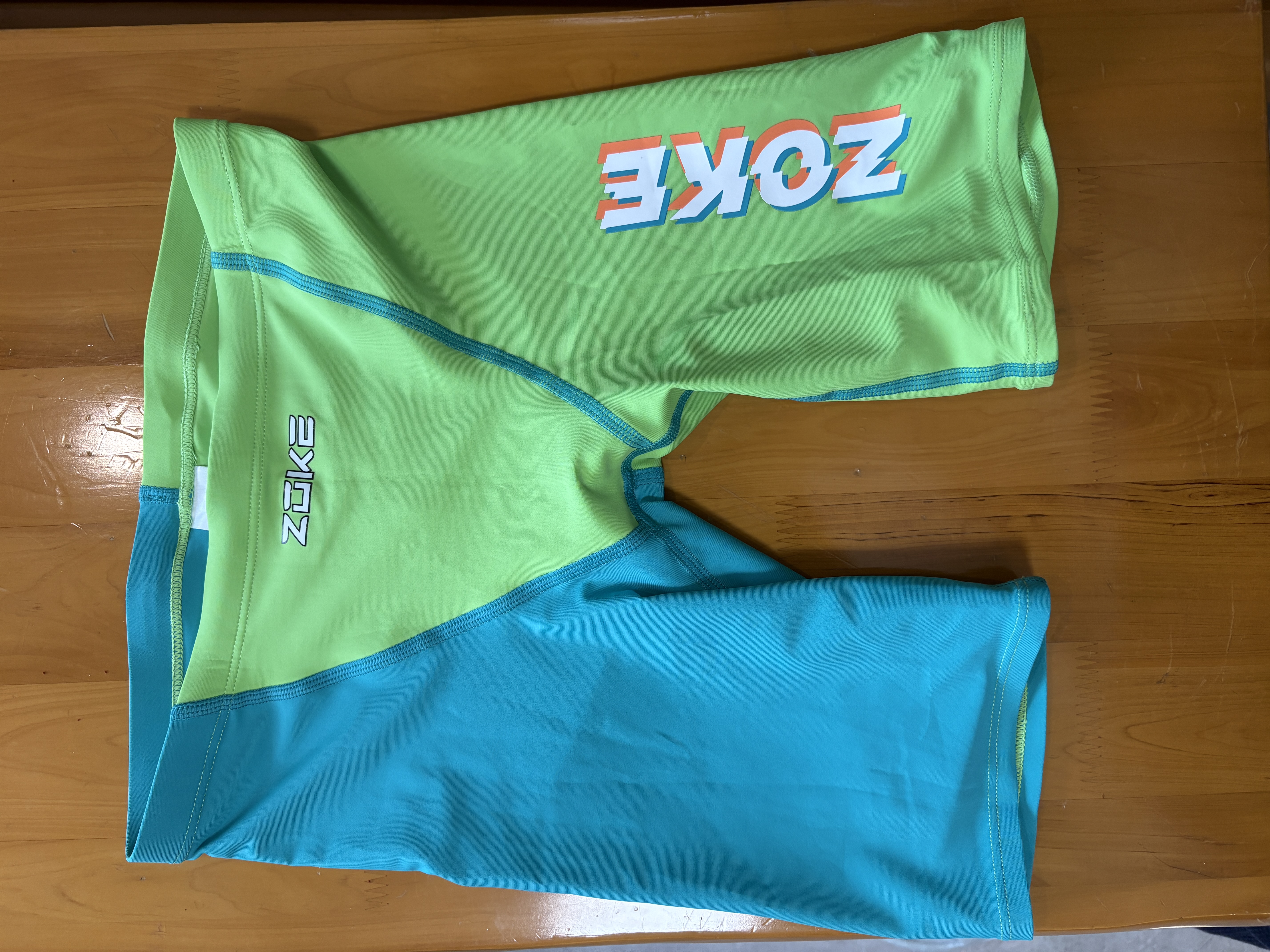 洲克（ZOKE）泳衣男童五分专业训练健身运动游泳裤124526886-5粉绿/湖绿160 实拍图
