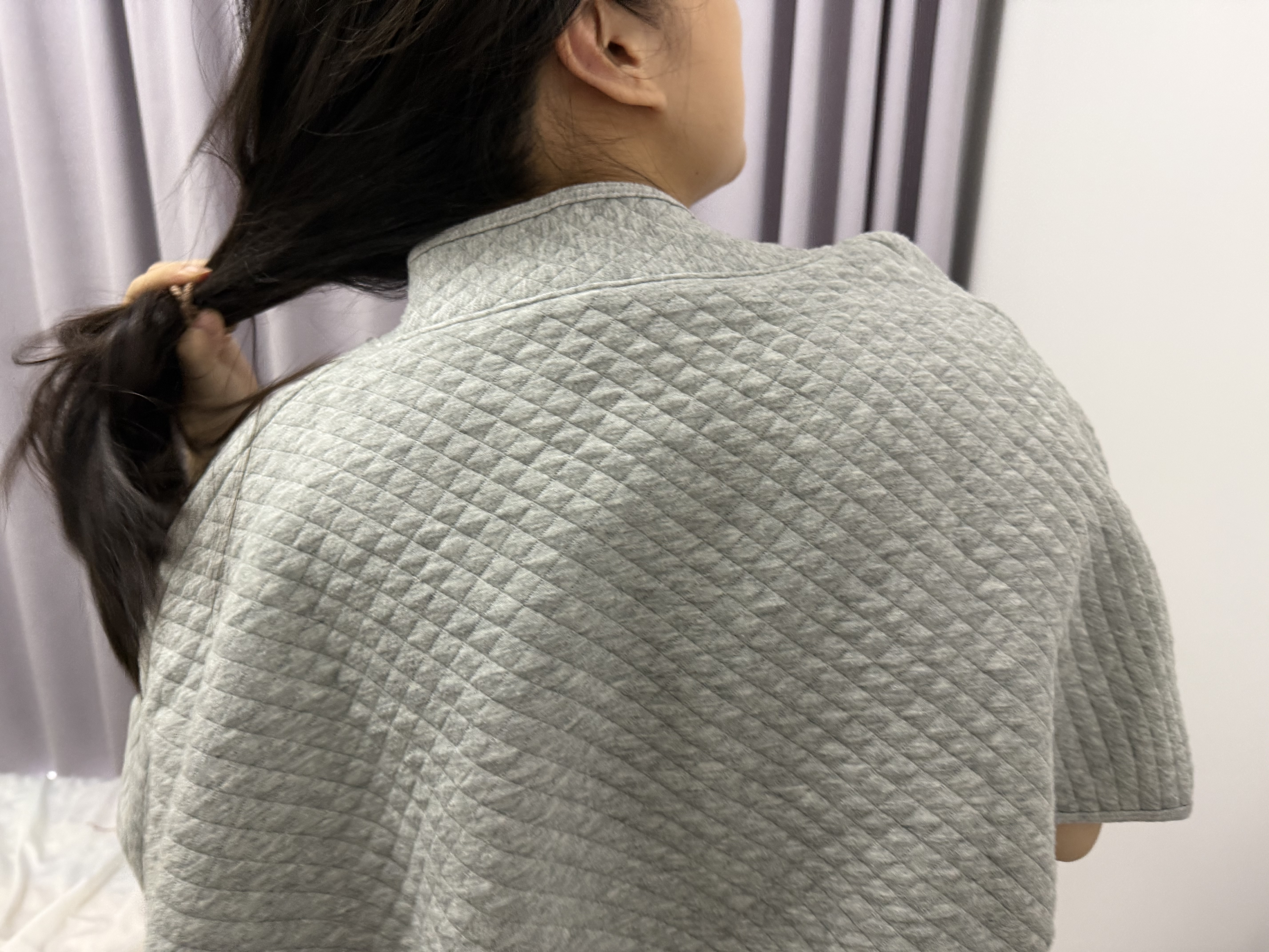 芬也（FENYE）月子护肩纯棉四季保暖护肩颈椎坐月子产后喂奶防寒披肩 灰色 实拍图