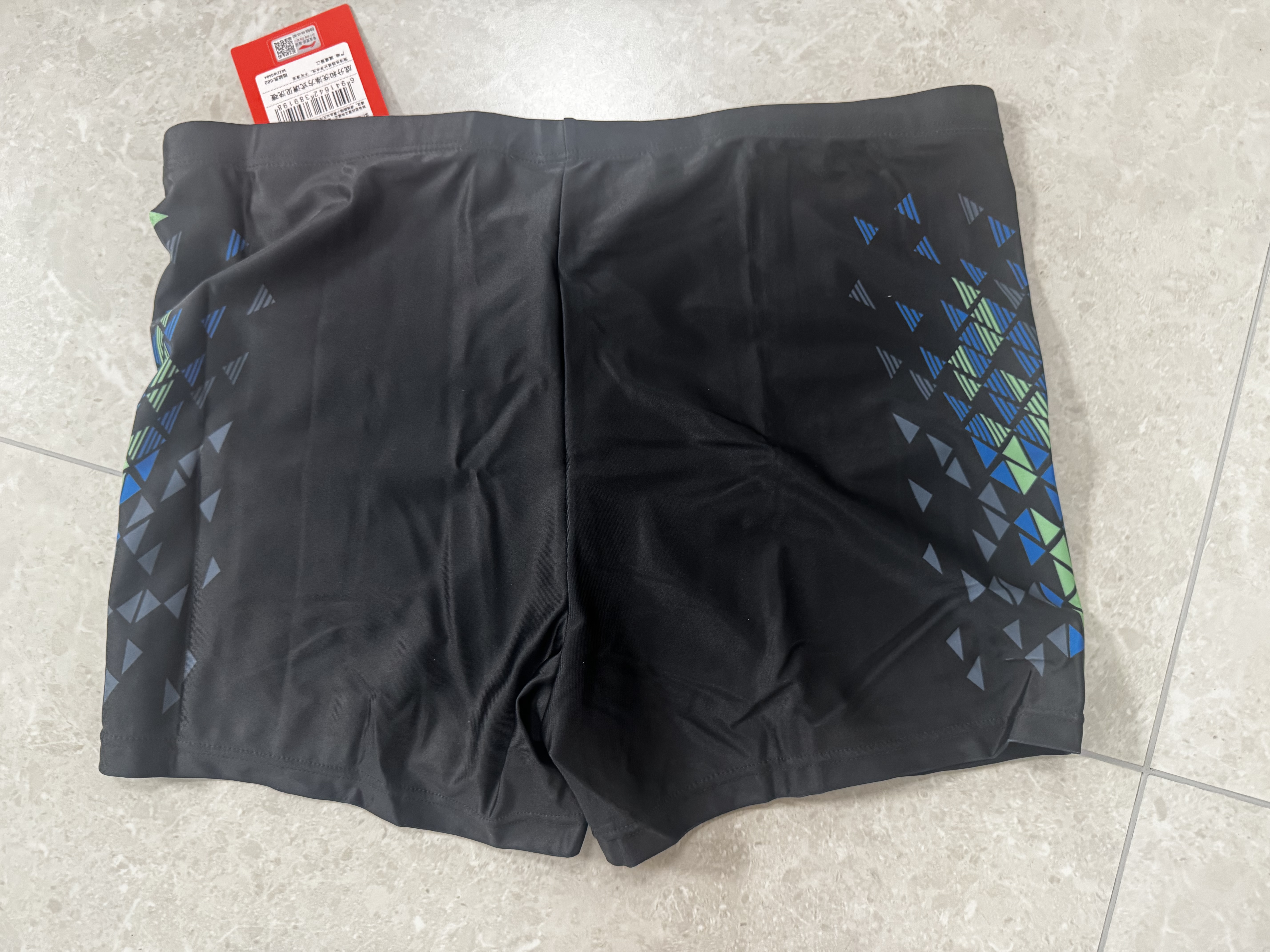 李宁（LI-NING）泳裤男士宽松游泳裤高档温泉平角泳衣单条123 黑色3XL 实拍图