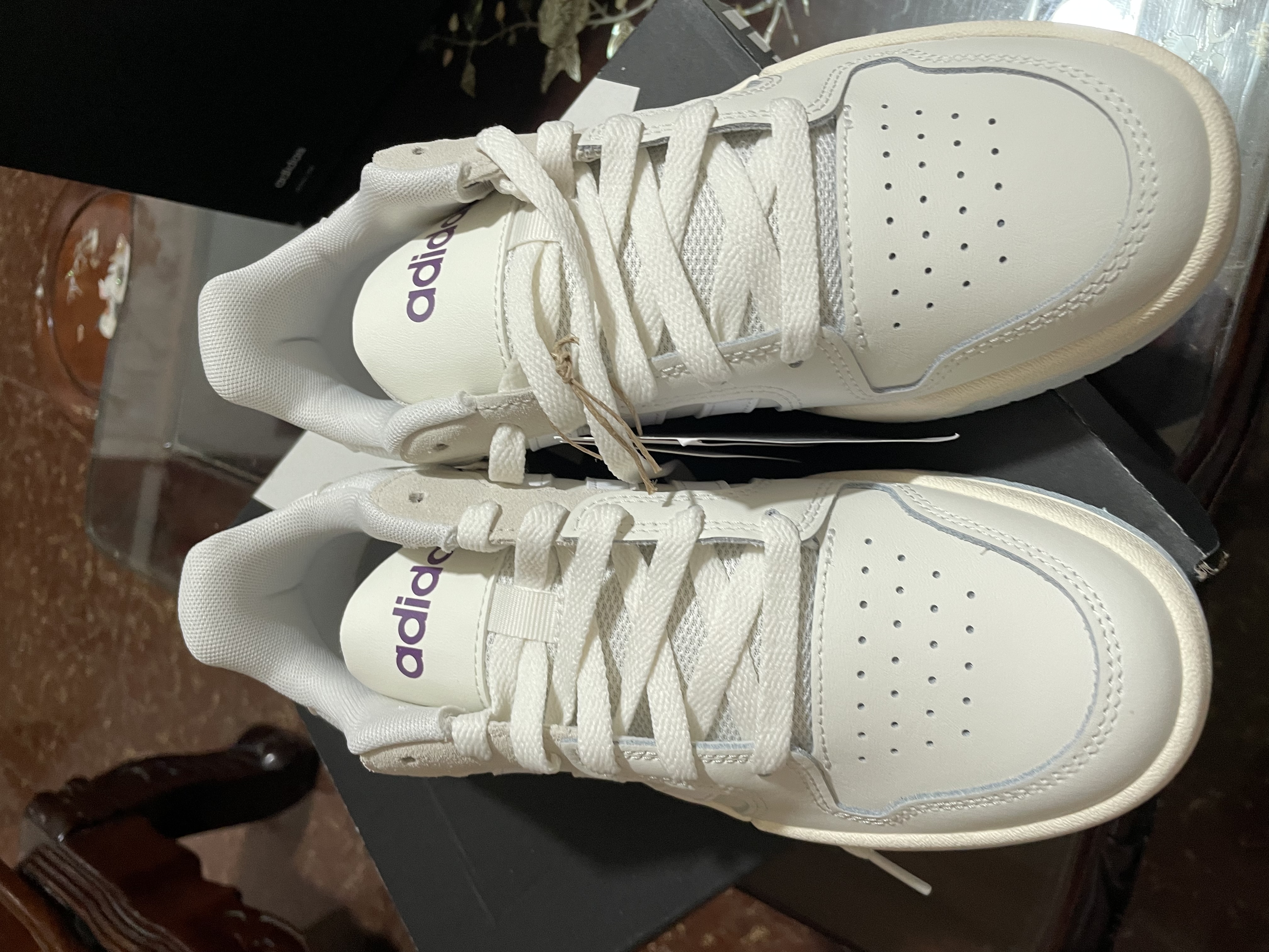 adidas ENTRAP美式校园风运动少年感复古篮球风板鞋男女阿迪达斯 米白色/灰色   38 实拍图