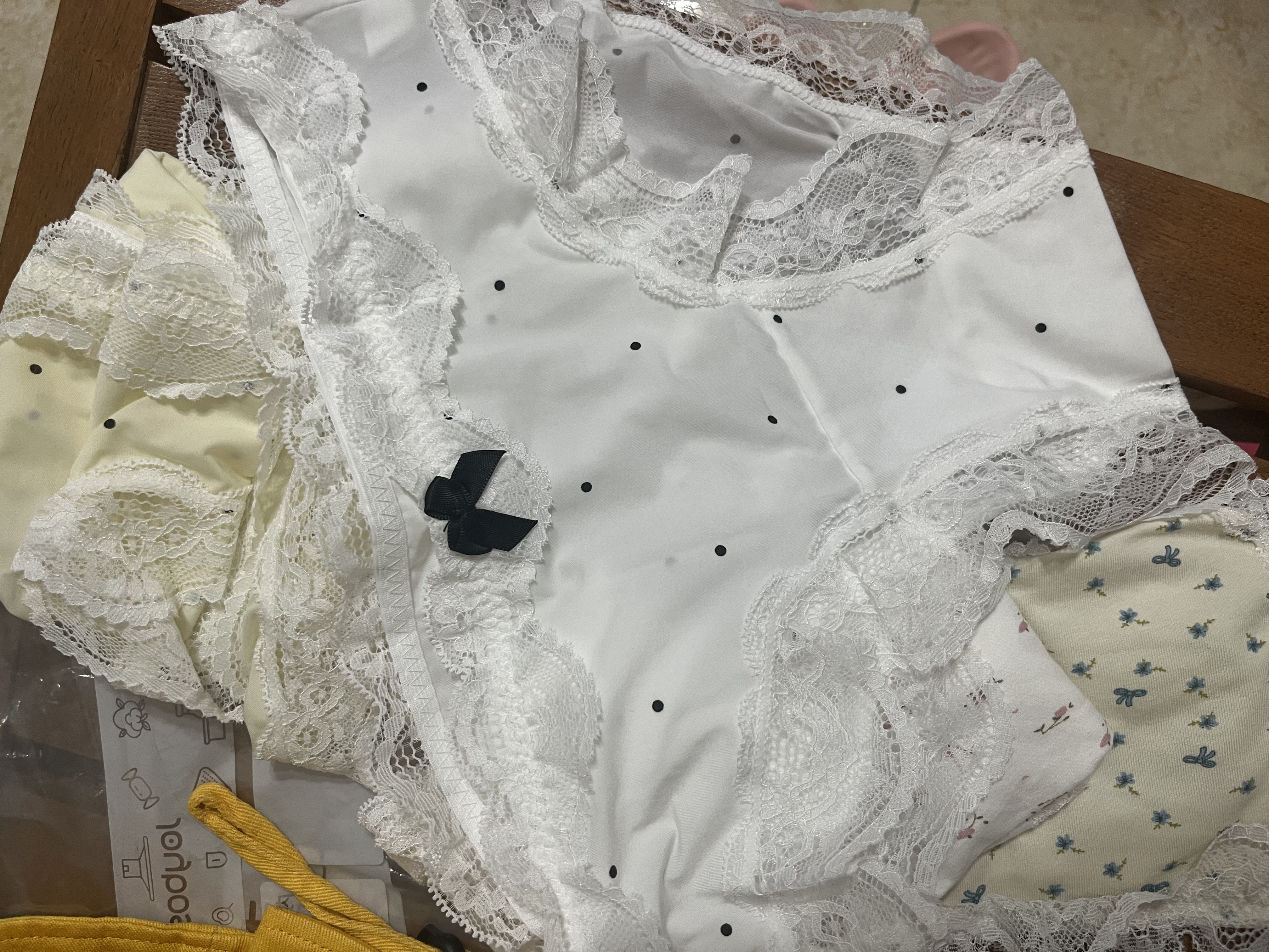 都市丽人女士内裤女纯棉100%全棉10A抗菌加长裆可爱少女蕾丝中腰三角短裤 实拍图