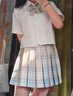 凡小如jk制服套装女夏季百褶裙日系甜美学院风a字高腰半身裙小个子全套 柠檬海盐格裙+刺绣白短衬衫+领结 S 【建议80-95斤】 实拍图