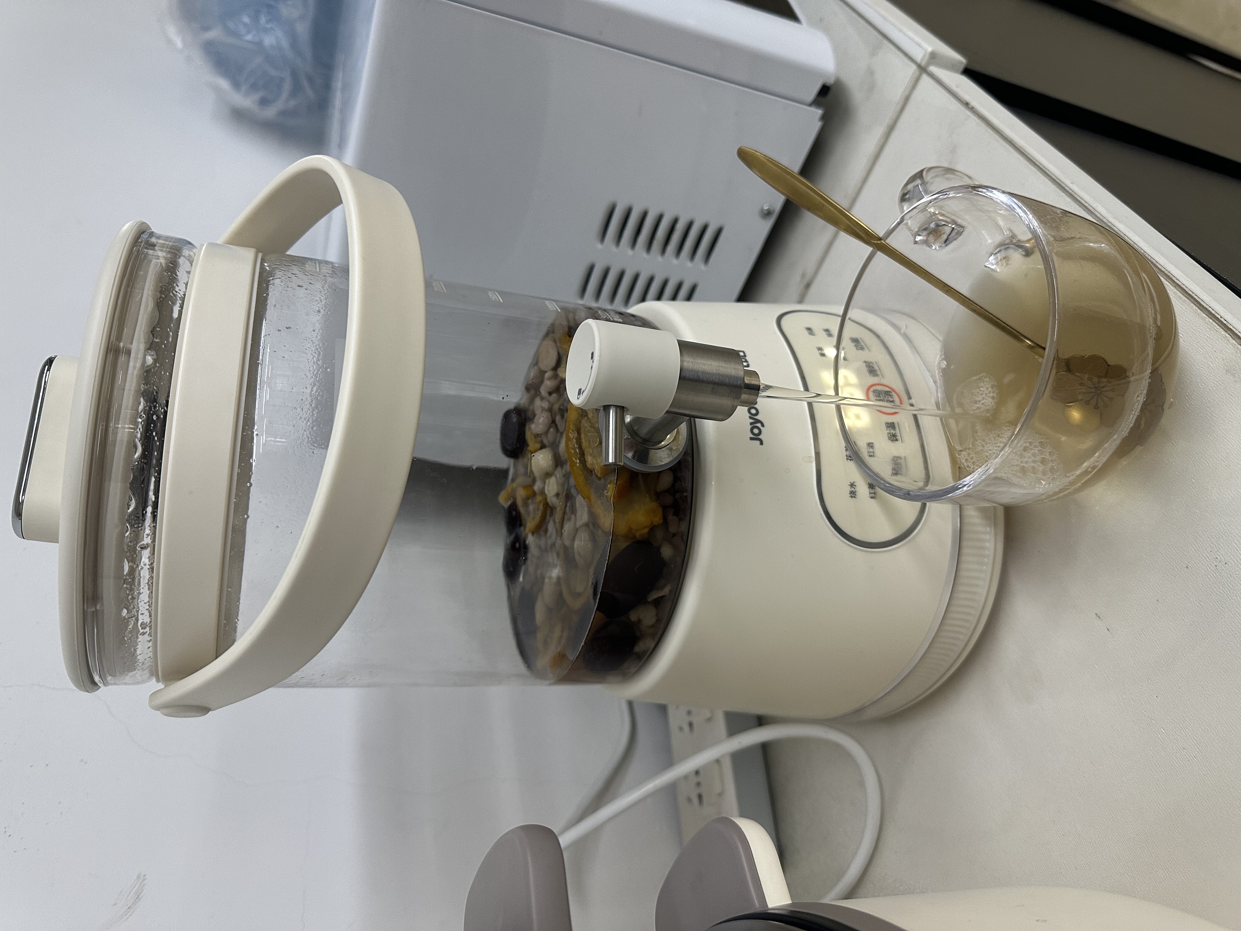 九阳（Joyoung）养生壶3L大容量 水龙头花茶桶养生烧水壶 玻璃煮茶器316食品级炖煮一体恒温电热水壶K30D-WY606 实拍图