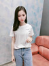 红蜻蜓短袖韩版洋气夏季新款显瘦女装纯棉T恤女士夏装打底上衣衫 白色 L 实拍图