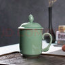 龙泉青瓷茶杯办公杯陶瓷茶具家用喝茶杯纯手工泡茶杯带柄杯子普洱茶杯水杯 哥窑梅子青开片-礼盒装 实拍图