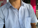 佐马仕 短袖衬衫男士衬衣商务休闲大码职业装工装夏季免烫修身工作服 DX2666蓝色斜纹短袖 40/XL（130-140斤） 实拍图