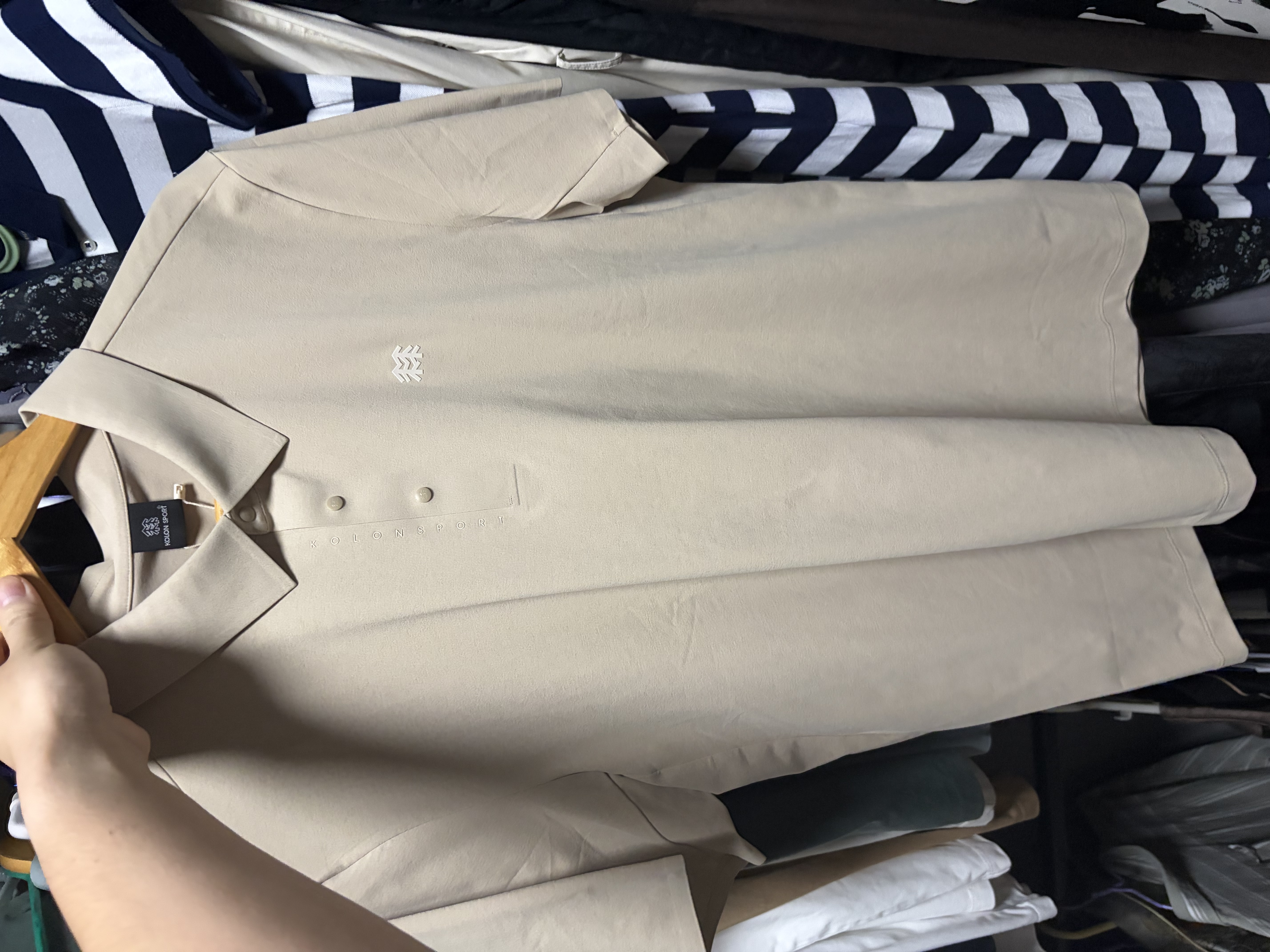 KOLON SPORT/可隆SECO POLO衫  男士户外抗菌防晒UPF50+吸湿速干T恤 LHPT6MTT23-BE 米黄 XL 180/100A 实拍图