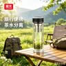富光男女士双层玻璃杯 水杯 支持团购定制 304杯子泡茶杯400ML黑 实拍图