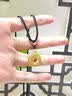 中国黄金（CHINA GOLD）足金吊坠男女款花丝镂空平安扣项链红绳挂坠情人节生日礼物送女友 花丝福字平安扣项链【黑绳】约1g 实拍图