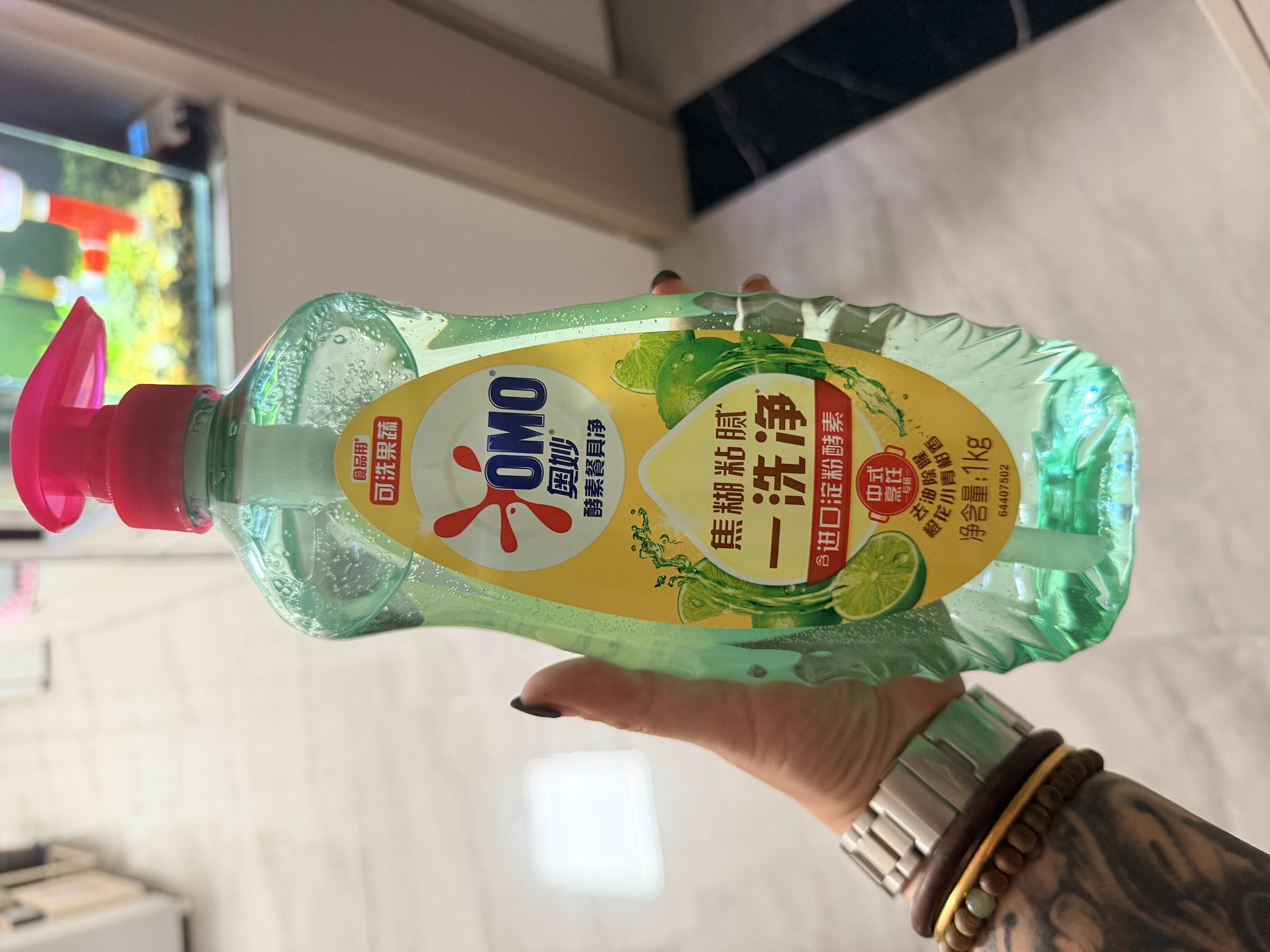 奥妙大桶酵素餐具净洗洁精 橙花小青柑 1kg 2斤装 去锅具焦糊 实拍图