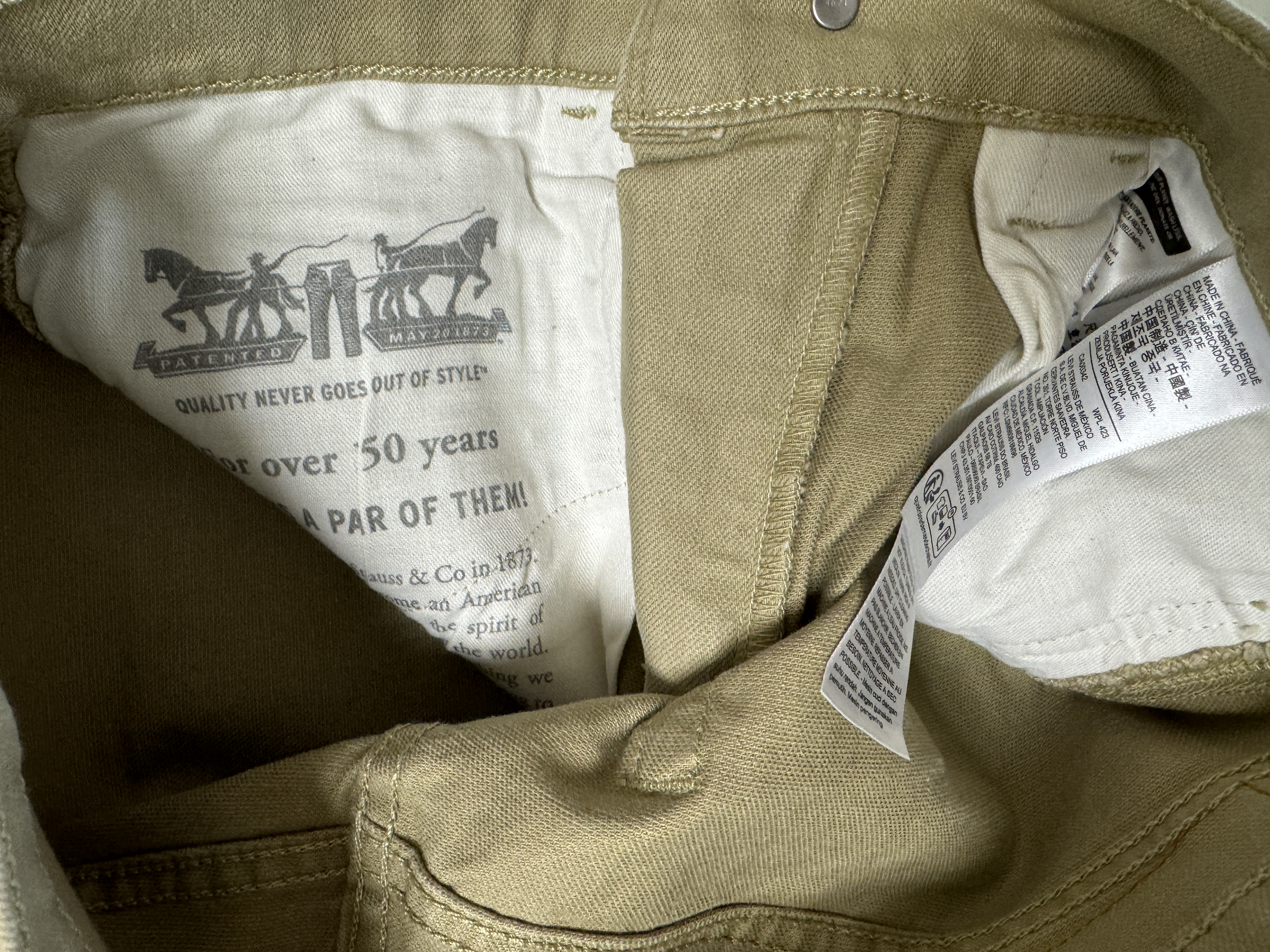 Levi's李维斯男士565宽松直筒工装美式复古简约通勤时尚休闲裤 卡其色 32 (32) 实拍图