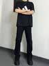 举风怪兽实验室柳叶弯刀牛仔裤男款胖子大码腿粗屁股大直筒微喇叭裤子 黑色 【高品质】 4XL 建议180-200斤收藏加购优先 实拍图