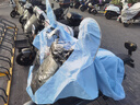 雨航（YUHANG）电动车雨衣电动车专用电瓶车雨披带镜套浅蓝色3XL 实拍图