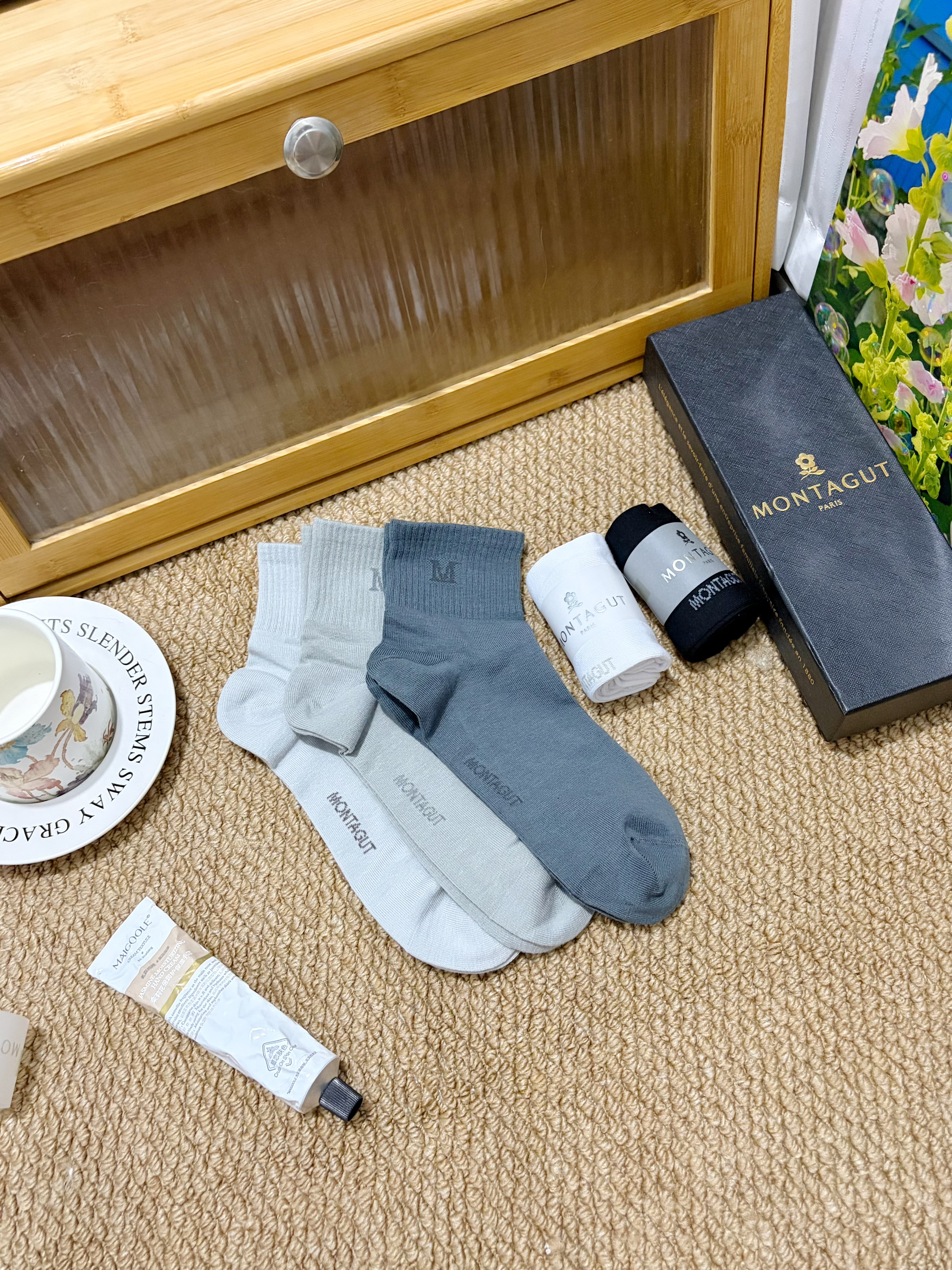 梦特娇袜子男士夏季100%纯棉7A抗菌防臭艾草精油袜休闲透气运动中短筒袜 实拍图