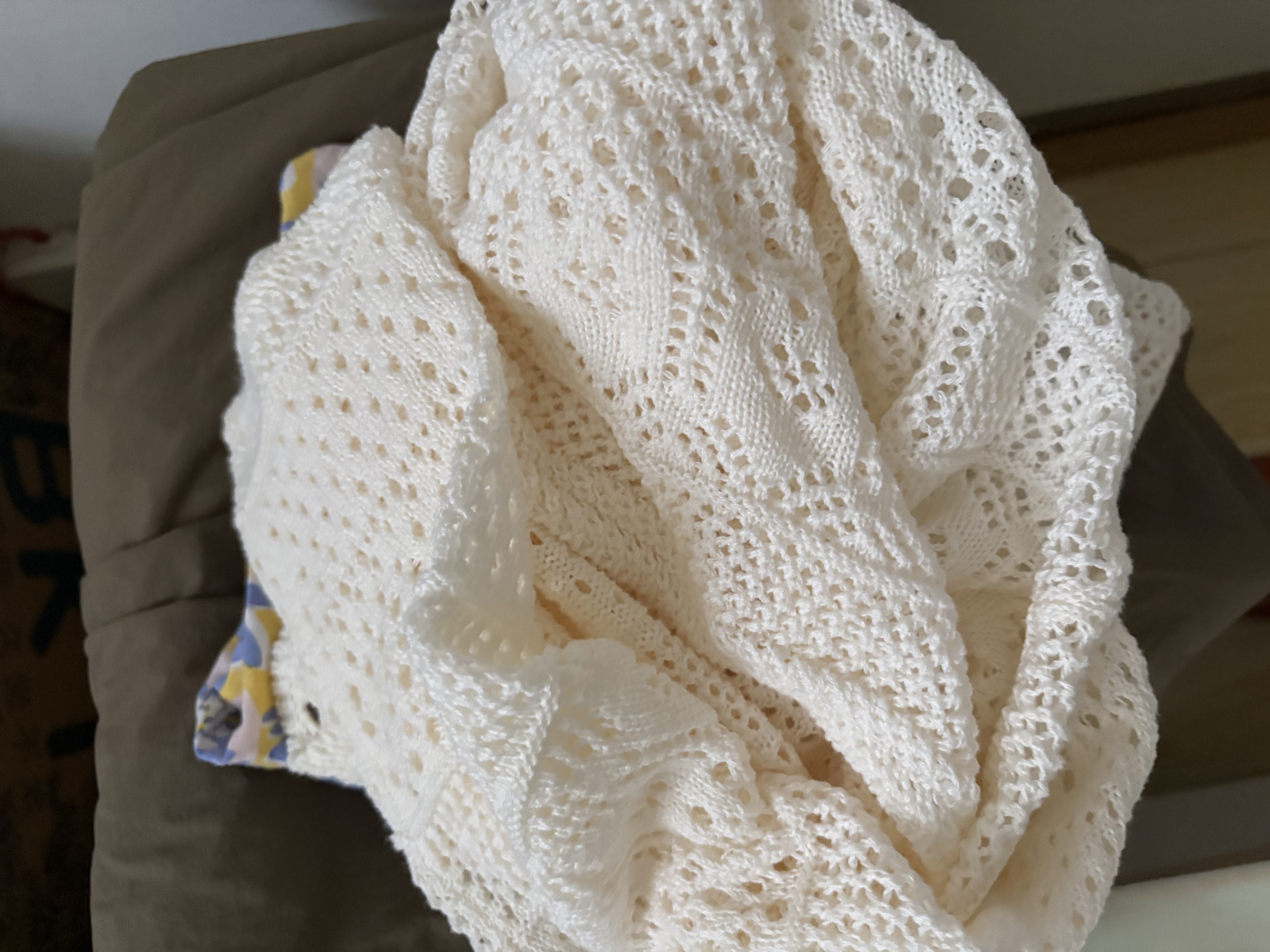 优衣库镂空V领针织开衫女装/毛衣毛衫外套485724 01 乳白色 XL 实拍图