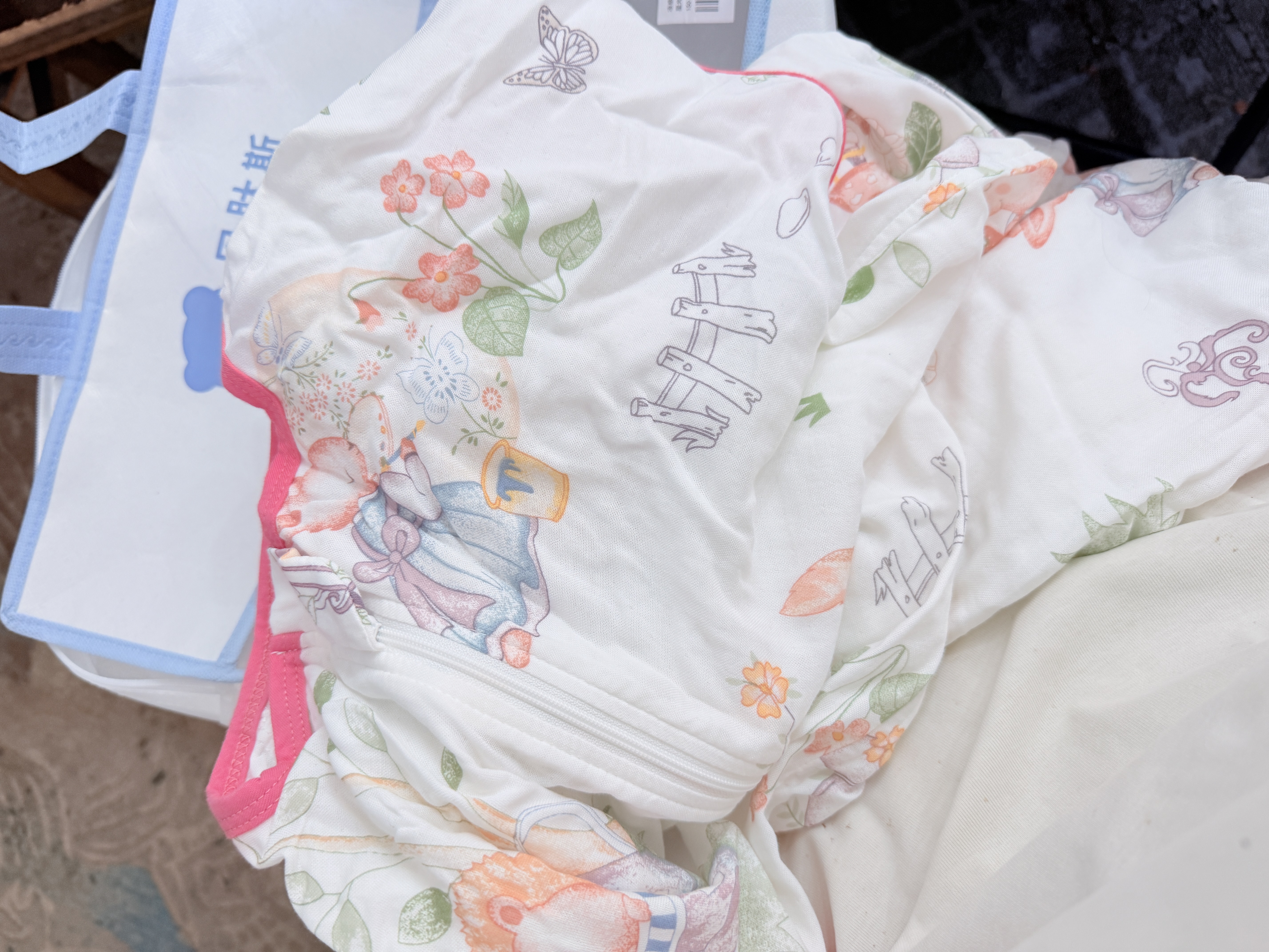 贝肽斯婴儿睡袋夏季竹棉纱布宝宝睡衣分腿儿童防踢被睡袋前2后2乔兔 XL 实拍图
