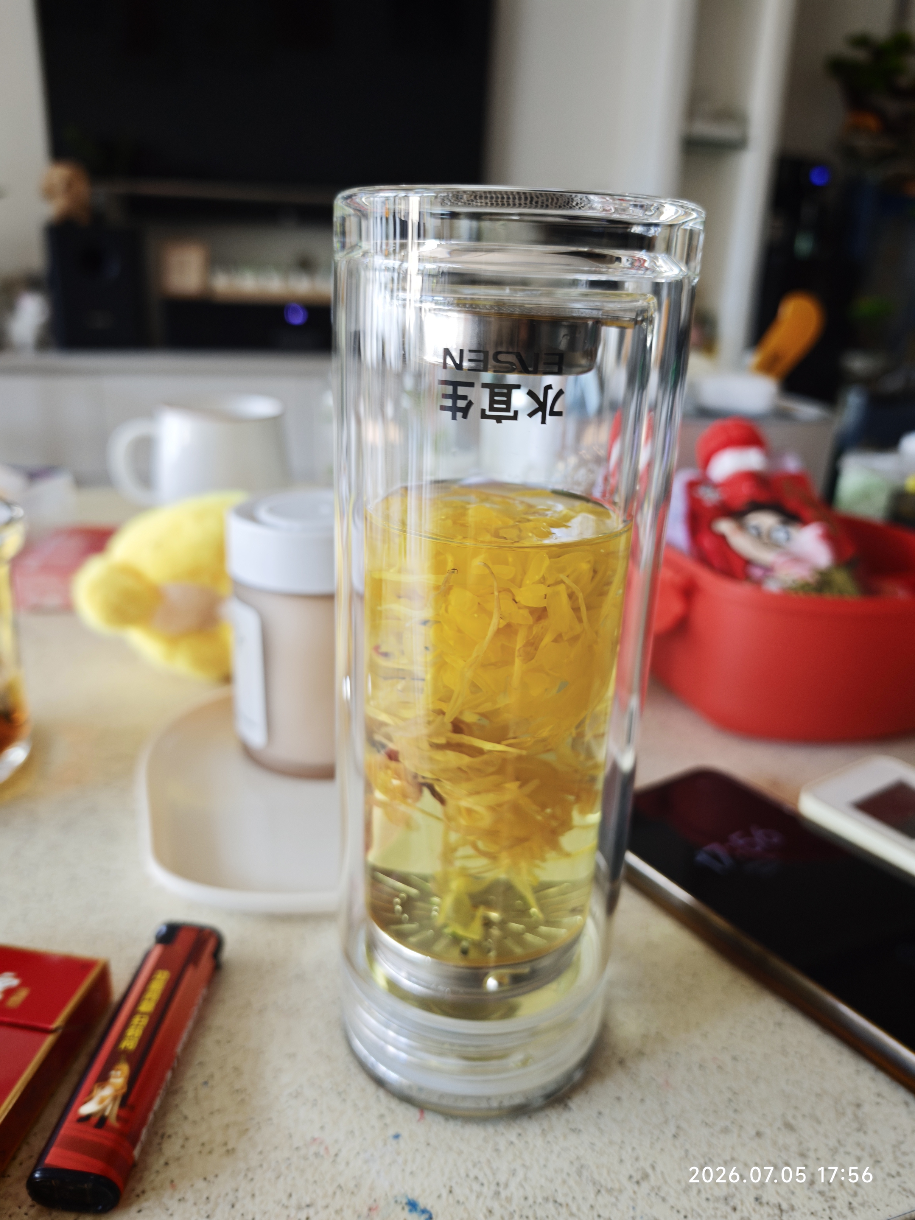 水宜生玻璃杯双层茶杯男士高档水杯弱碱富氢防烫泡茶杯车载商务水晶杯子 礼盒装380ml 实拍图