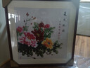 紫腾随轩新中式牡丹花开富贵装饰画客厅餐厅背景墙画卧室床头挂画壁画 图6 70*70cm红木色实木框 实拍图