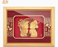永隆金号 创意高档金箔画喜结良缘新婚摆件送闺蜜朋友结婚订婚礼物礼品 小号-大号 中号20*25CM 实拍图