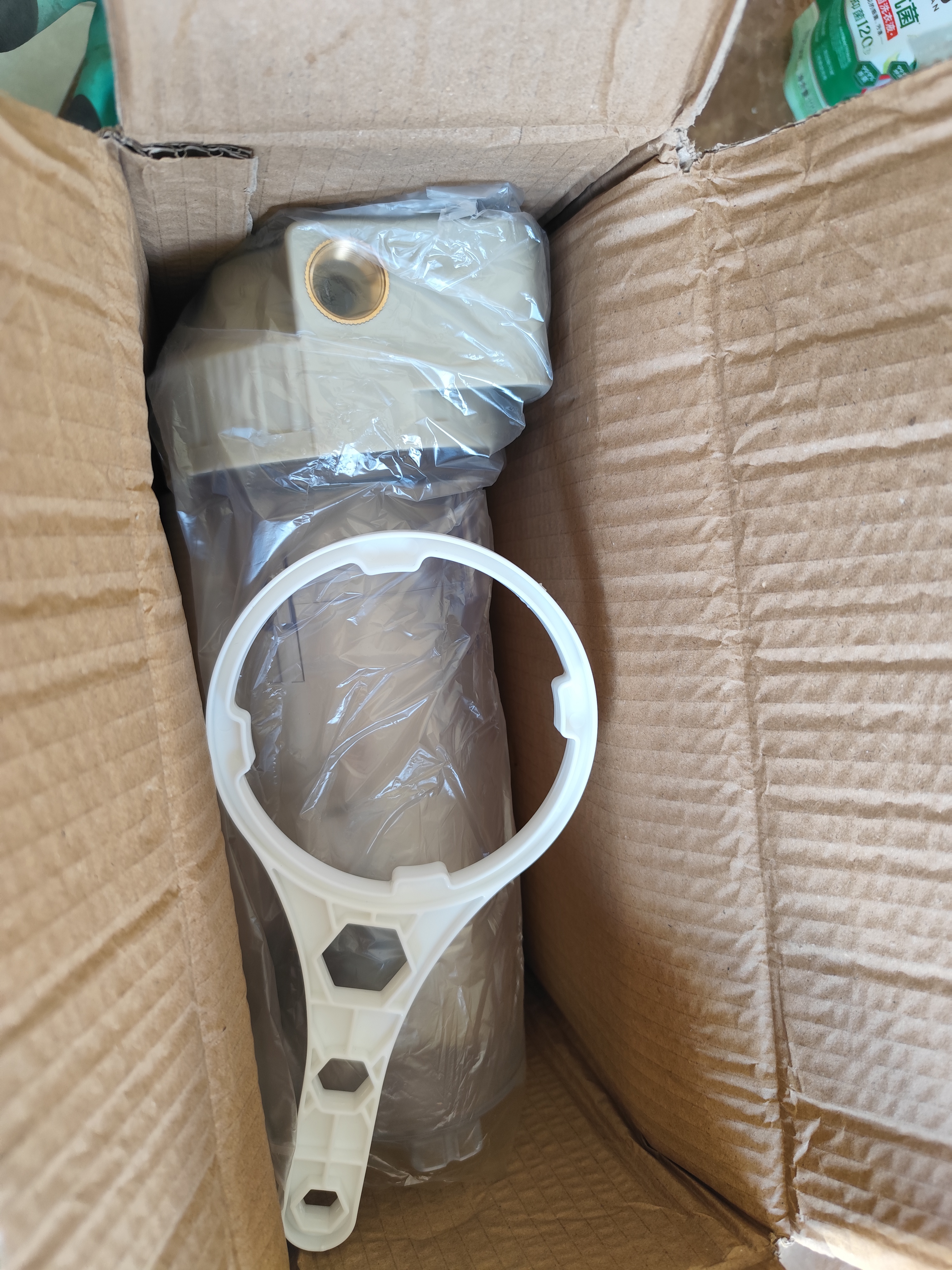 钻芯 净水器过滤器前置过滤器铜口透明滤瓶滤壳PP棉前置过滤筒净水器家用十寸滤瓶 4分铜口滤瓶+滤芯 实拍图