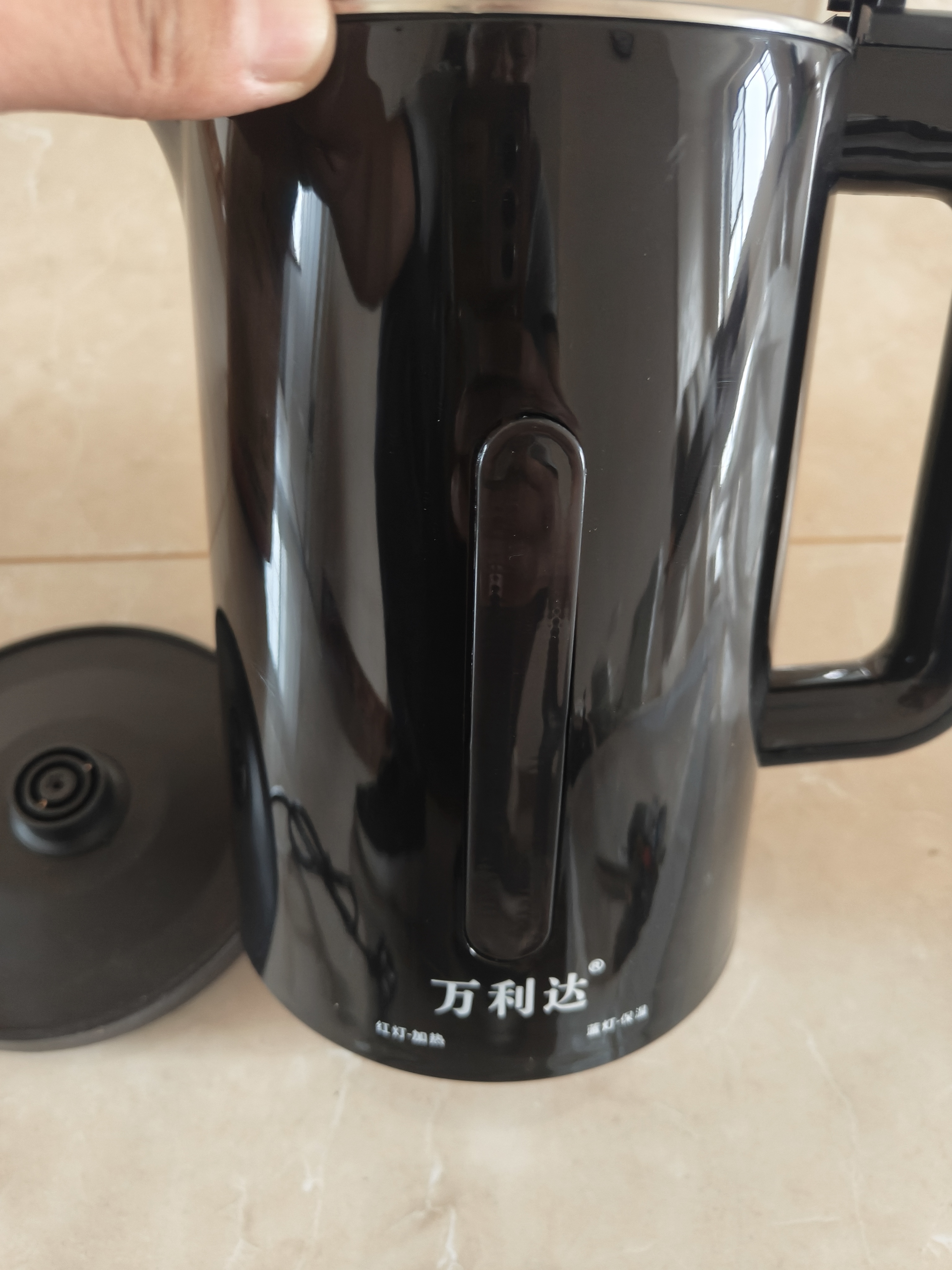 万利达烧水壶热水壶电热水壶不锈钢胆一体全自动恒温大容量家用快速壶开水壶双层防烫便携式电水壶 2L 亮黑（加厚智能保温款） 实拍图