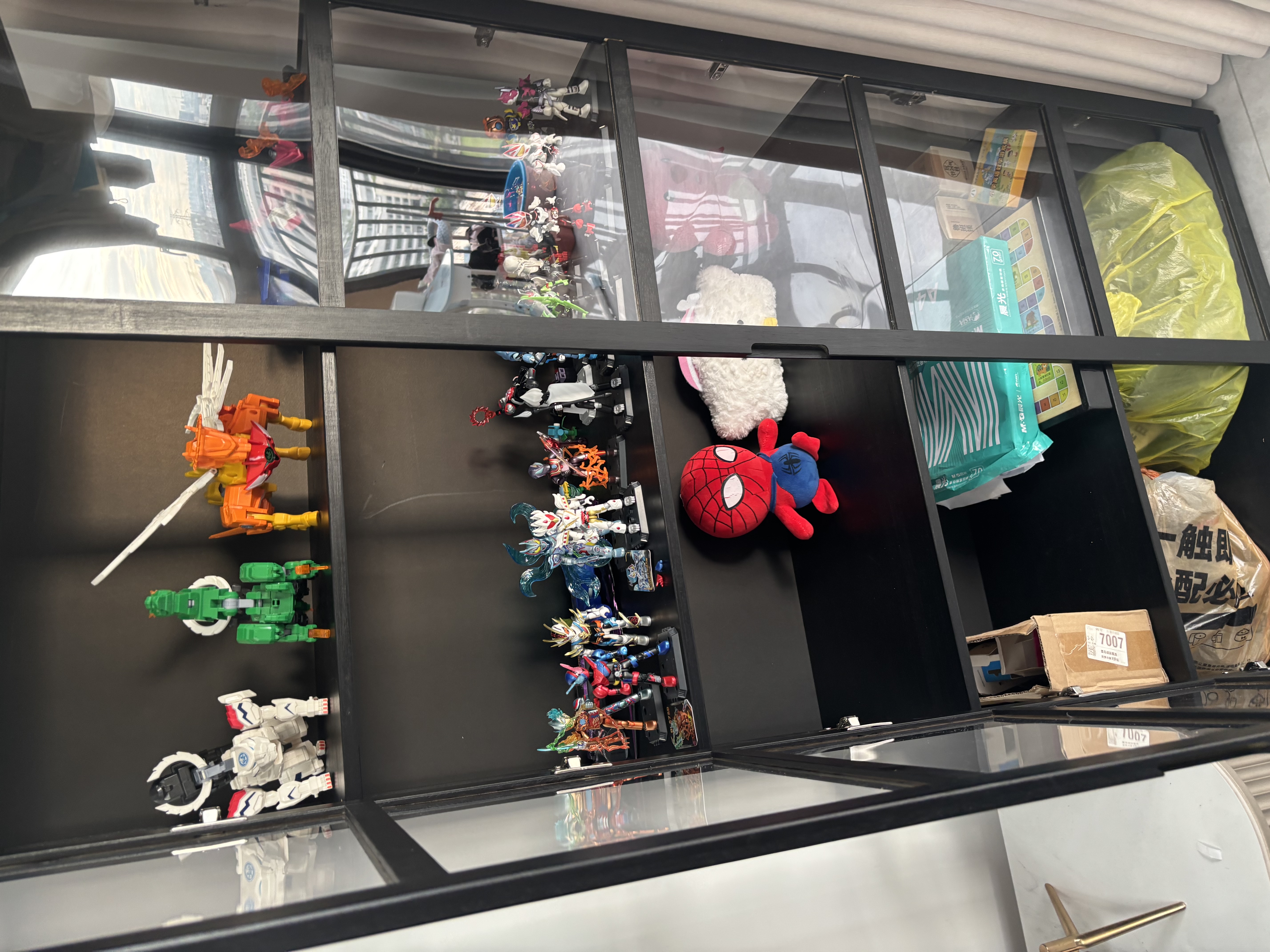 木马人手办展示柜乐高亚克力展示架非玻璃产品货架模型玩具烟柜陈列柜子 【三面透明】黑色五层82长（双门） 实拍图