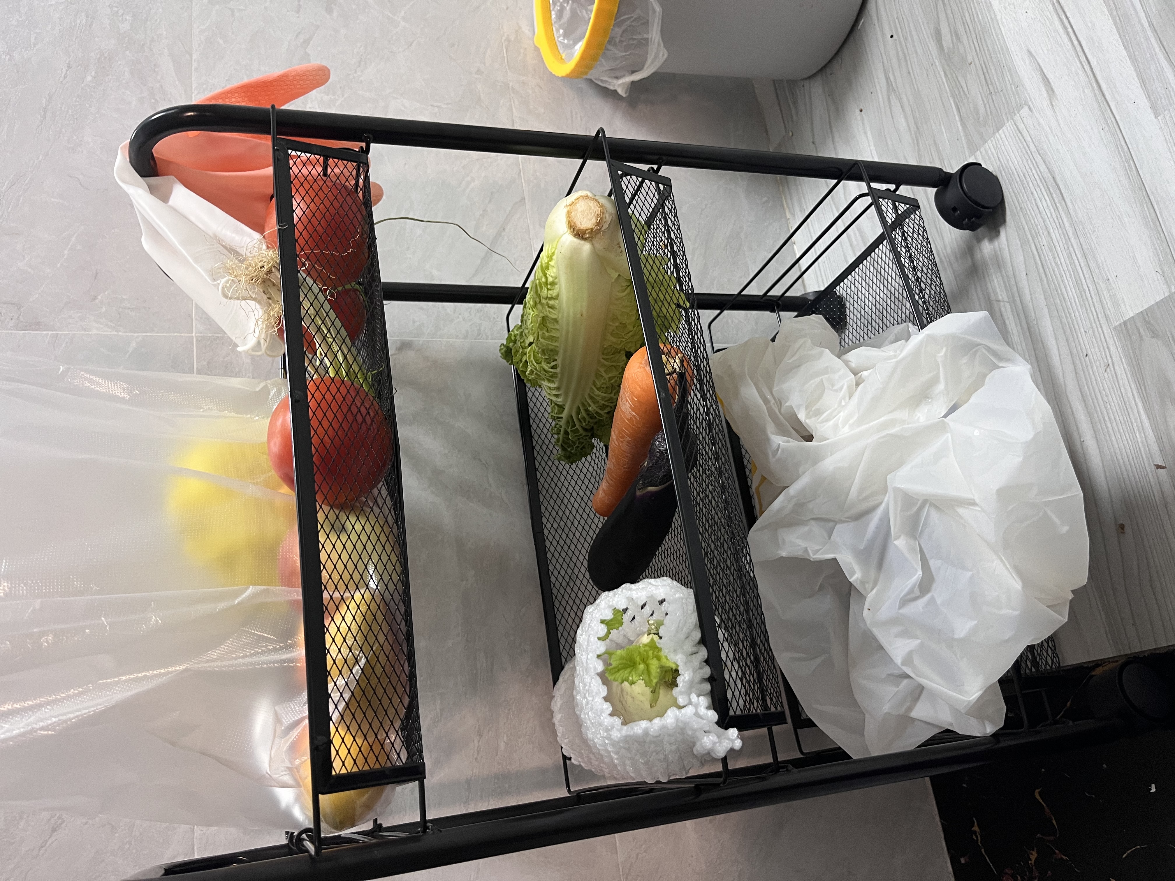 九千谷多功能置物架落地储物架移动收纳小推车蔬菜架子零食架4178 实拍图